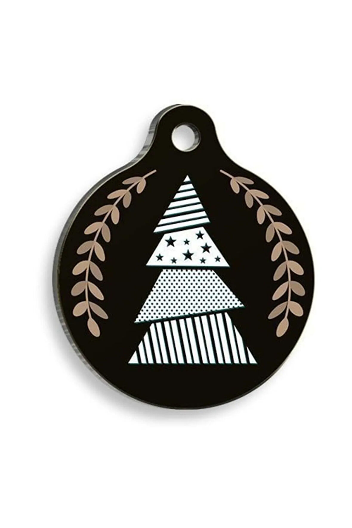 Christmas Serisi Black Tree Yuvarlak Kedi ve Köpek Künyesi Medium: 3 cm.
