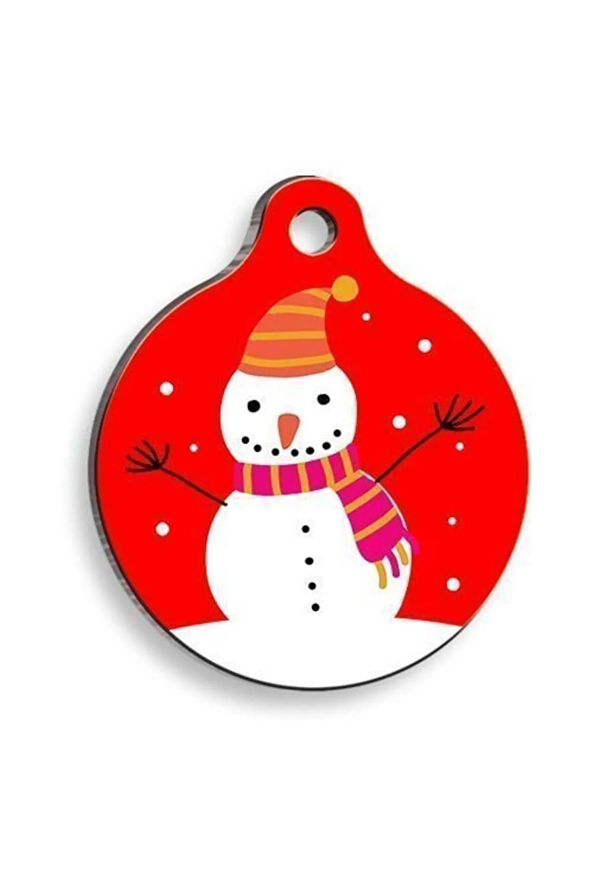 Christmas Serisi Snowman Yuvarlak Kedi ve Köpek Künyesi Large: 3,8 cm.