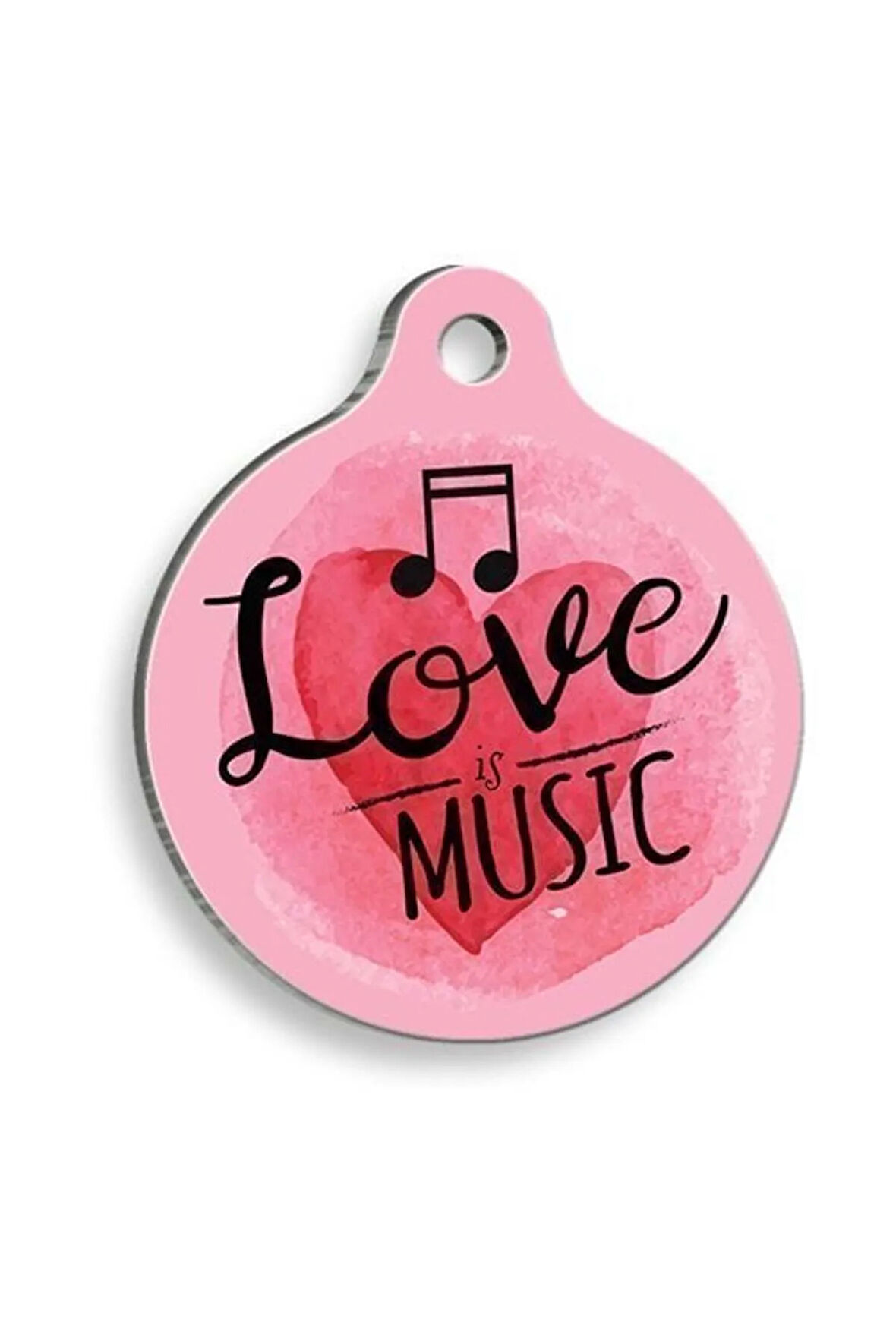 Pembe Love Music Yuvarlak Kedi ve Köpek Künyesi