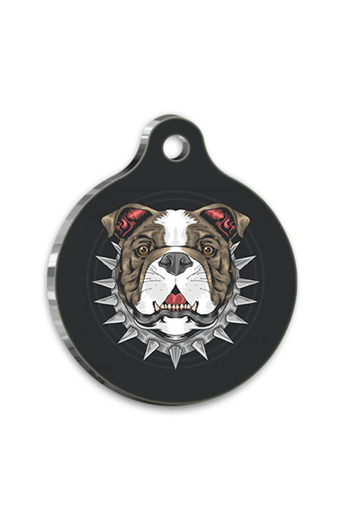 İllüstrasyon Pitbull Yuvarlak Köpek Künyesi Medium 3 cm