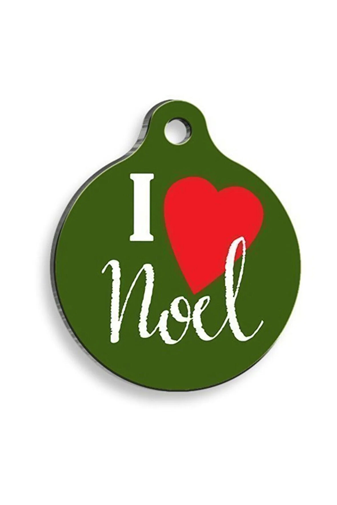 Christmas Serisi Green I Love Noel Yuvarlak Kedi ve Köpek Künyesi Large: 3,8 cm.