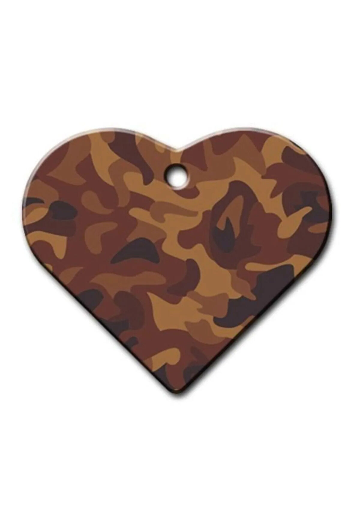 Kızıl Kamuflaj Desenli Geniş Kalp Kedi Köpek Künyesi Medium