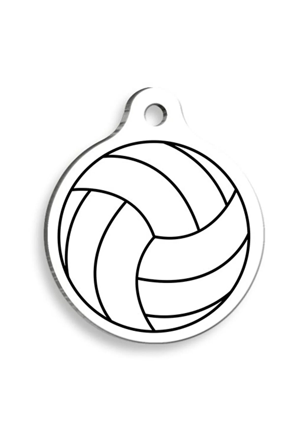 Voleybol Toplu Beyaz Yuvarlak Kedi ve Köpek Künyesi Medium 3 cm