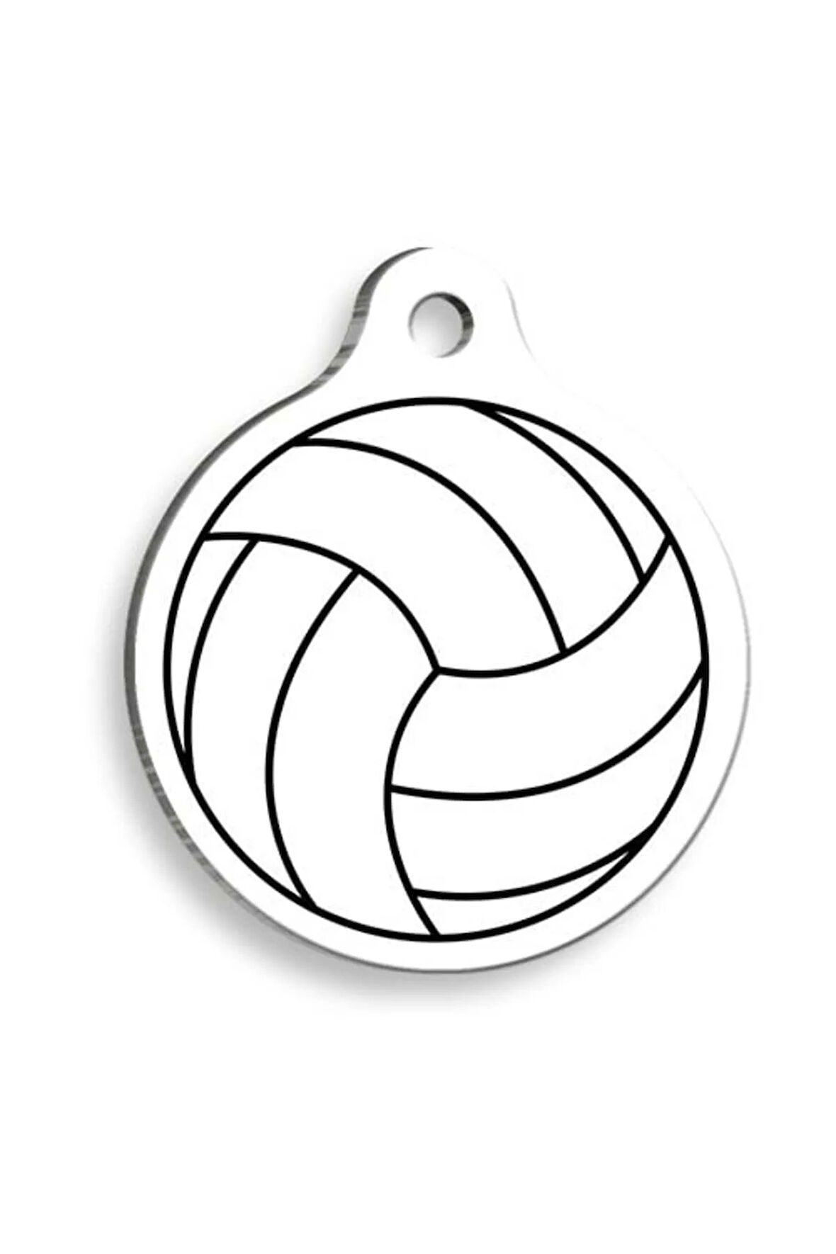 Voleybol Toplu Beyaz Yuvarlak Kedi ve Köpek Künyesi Large 3,8 cm
