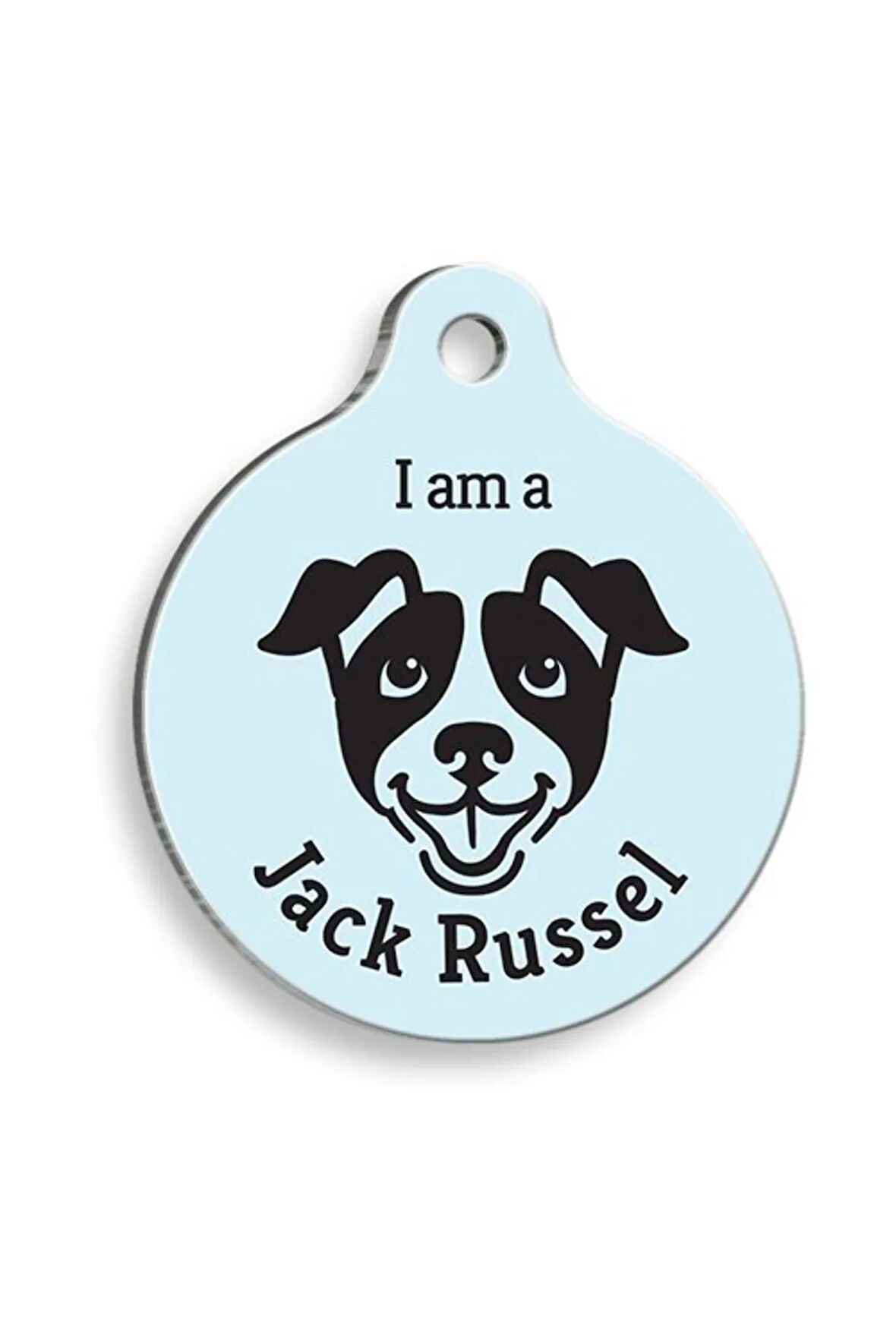 Mavi Jack Russel Yuvarlak Köpek Künyesi Small: 2,5 cm.