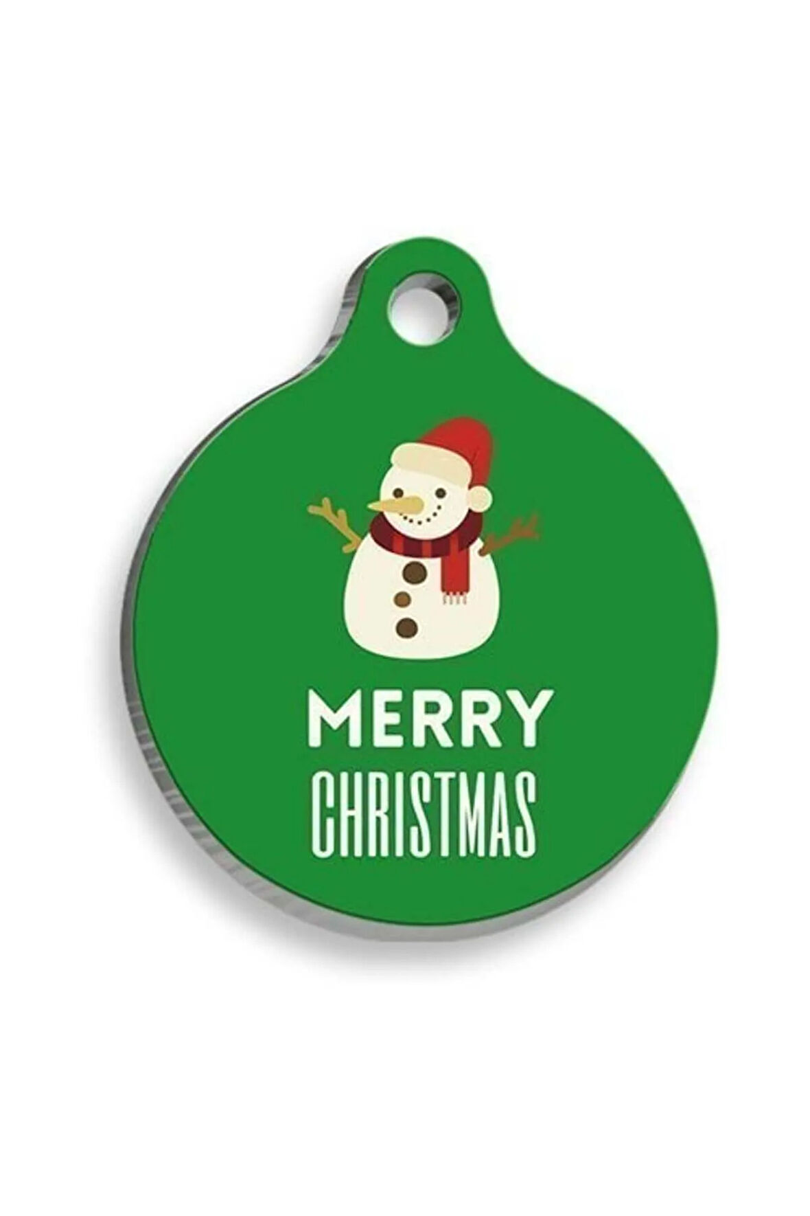 Christmas Serisi Snowman Green Comics Yuvarlak Kedi ve Köpek Künyesi