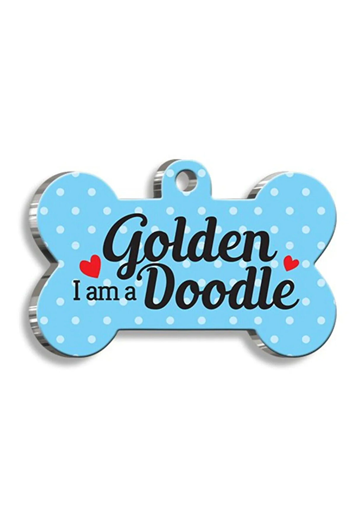 Goldendoodle Mavi Kemik Şekilli Köpek Künyesi Small 2,1 x 3,1 cm