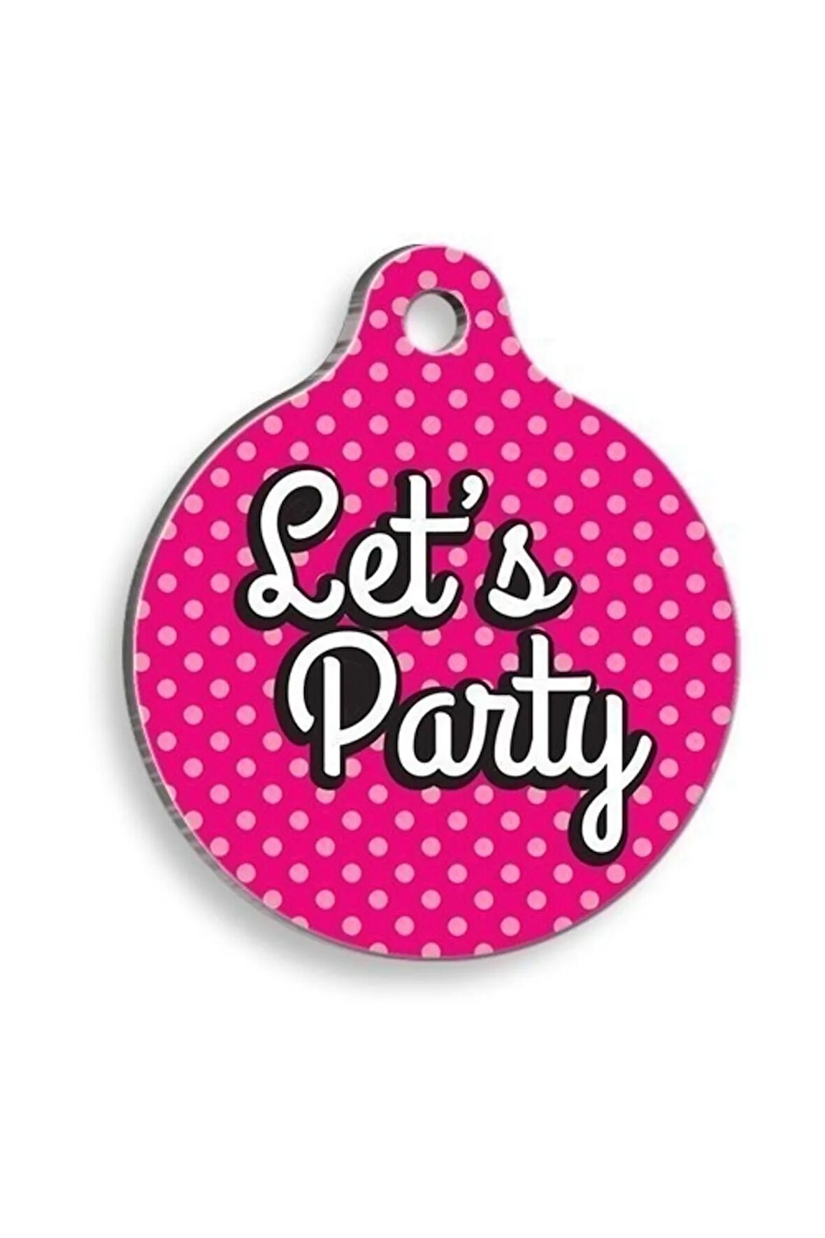 Let's Party Pembe Yuvarlak Kedi ve Köpek Künyesi Large: 3,8 cm.