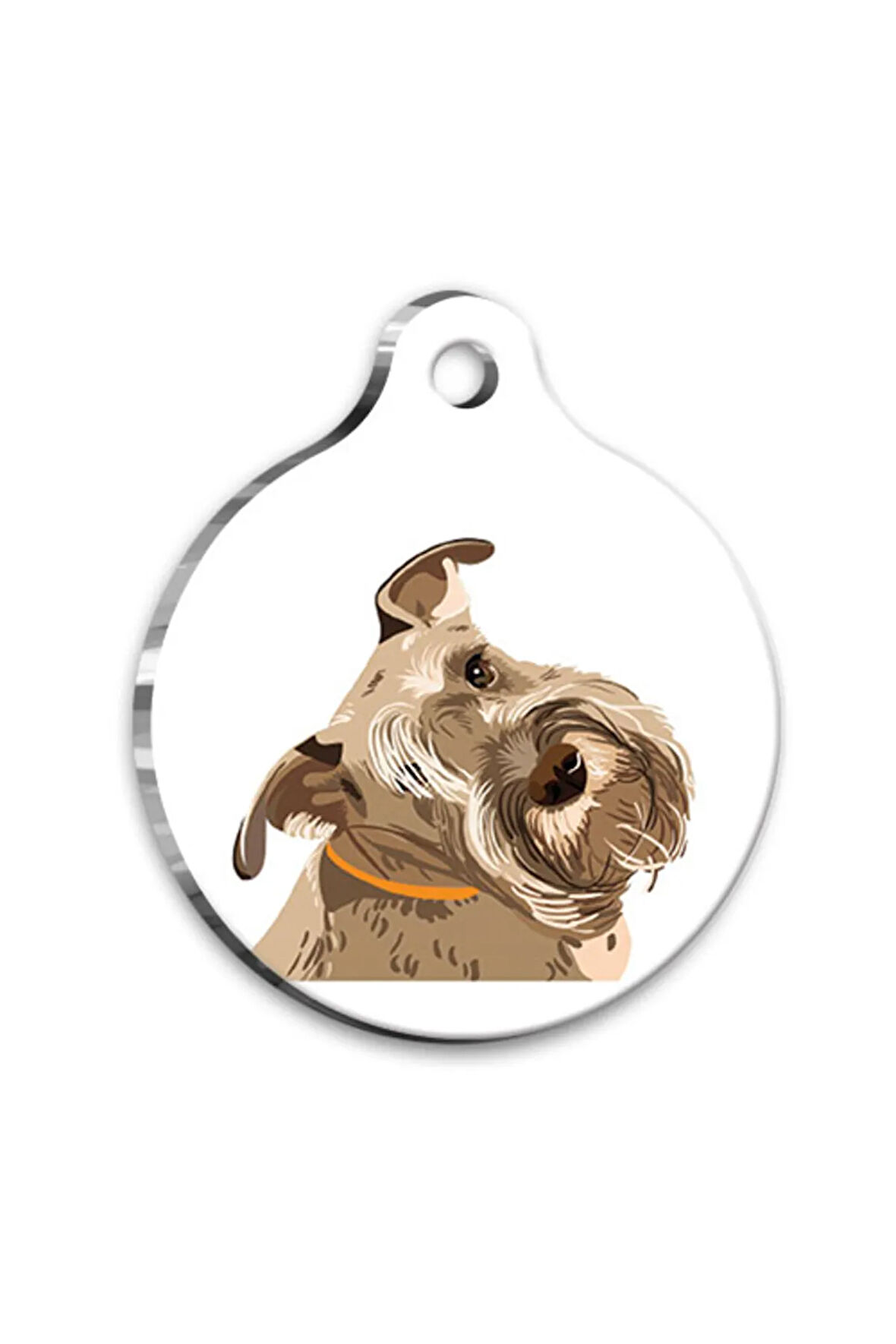 Tasarım Minyatür Schnauzer Yuvarlak Köpek Künyesi Large 3,8 cm