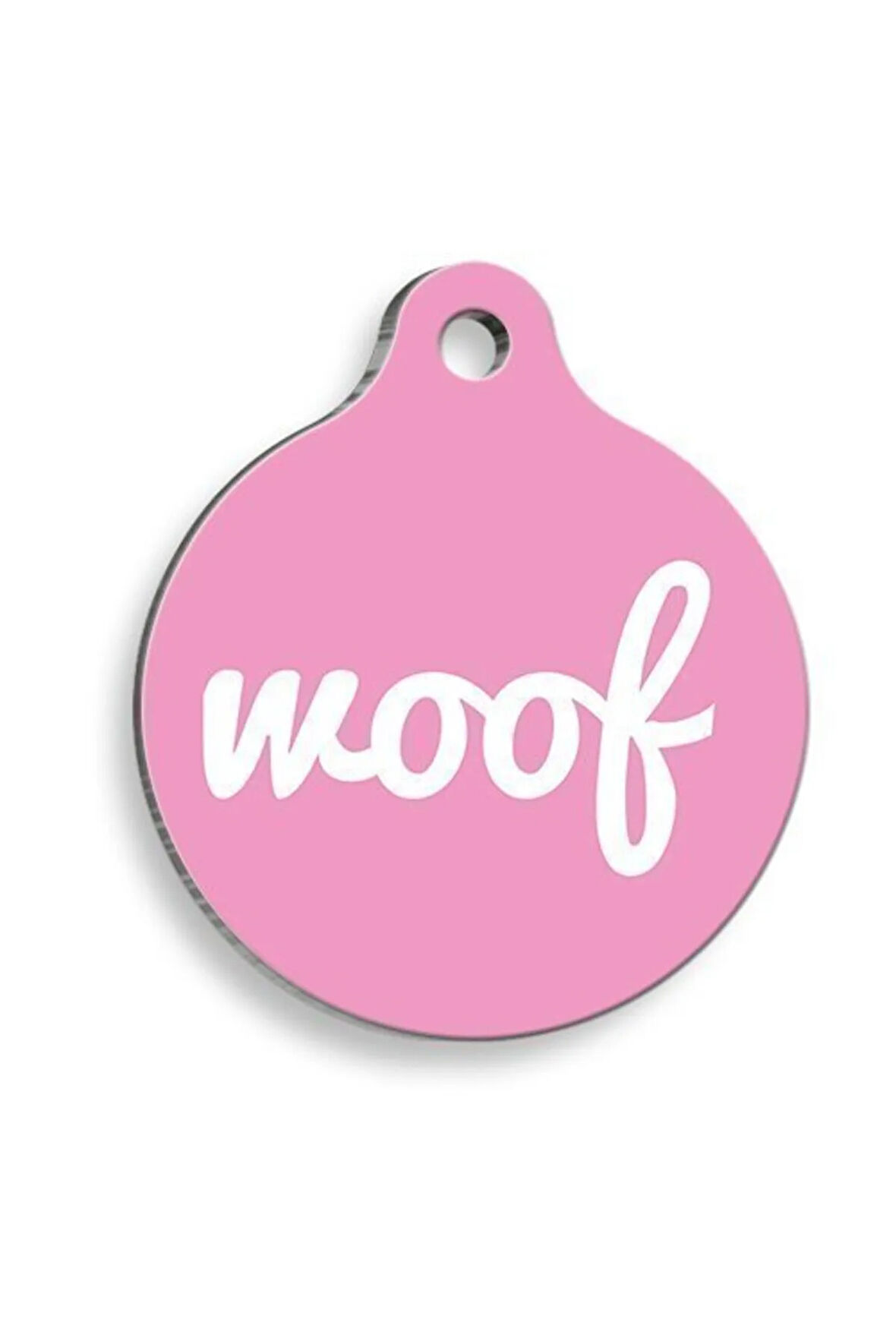 Pembe Woof Yuvarlak Köpek Künyesi