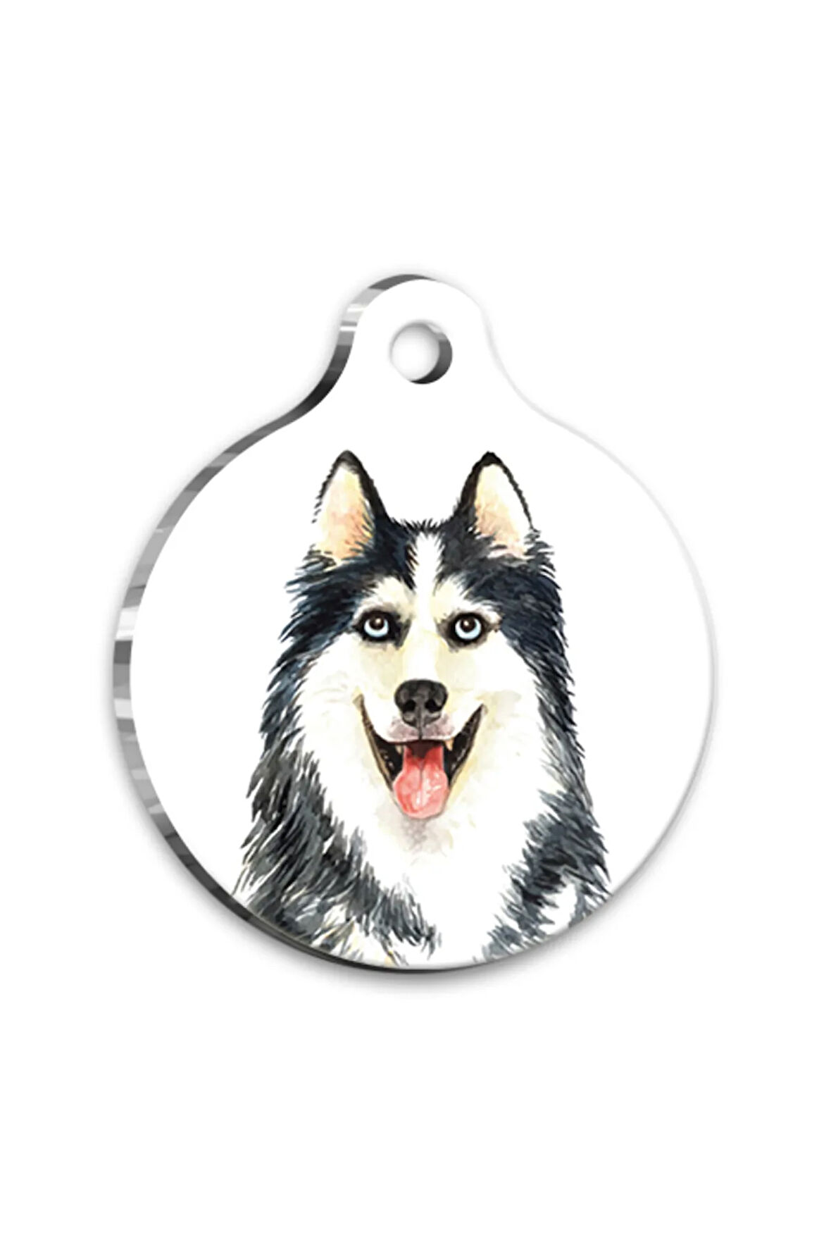 Suluboya Siberian Husky Yuvarlak Köpek Künyesi Large 3,8 cm