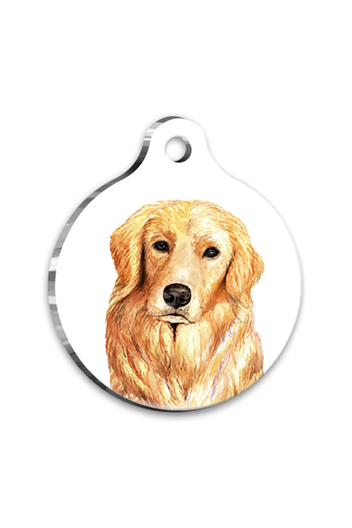 Suluboya Golden Retriever Yuvarlak Köpek Künyesi Small 2,5 cm