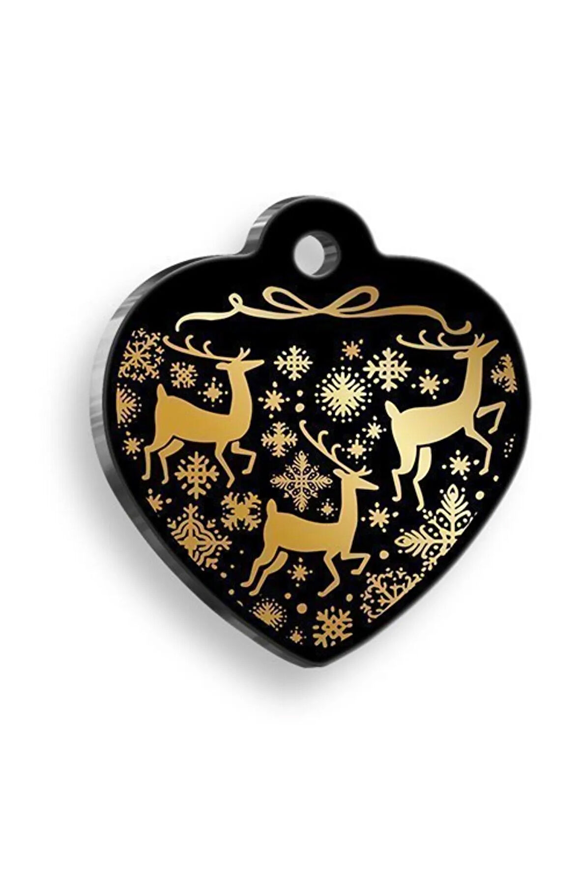 Christmas Serisi Blacked Kalp Kedi ve Köpek Künyesi Medium: 3,2 x 3,5 cm.
