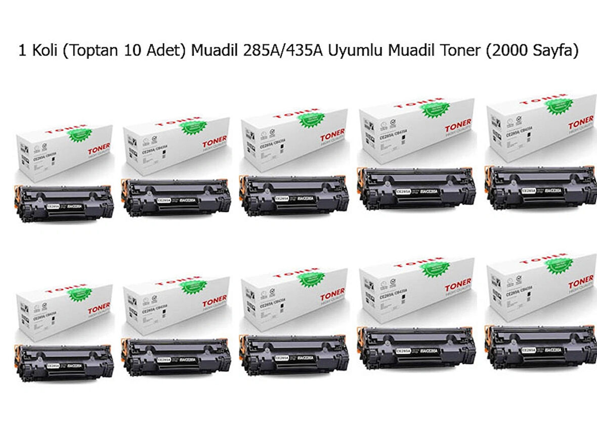 1 Koli (Toptan 10 Adet) Muadil 285A/435A Uyumlu Muadil Toner (2000 Sayfa) 