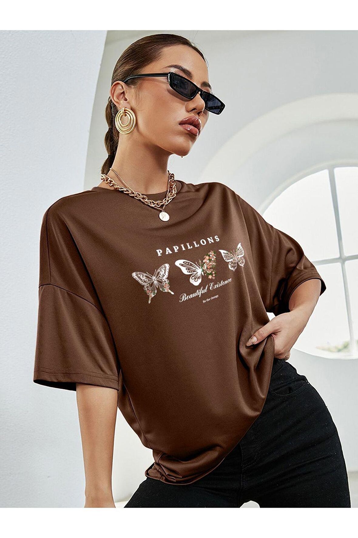 Unisex Papillons Yazılı Tshirt