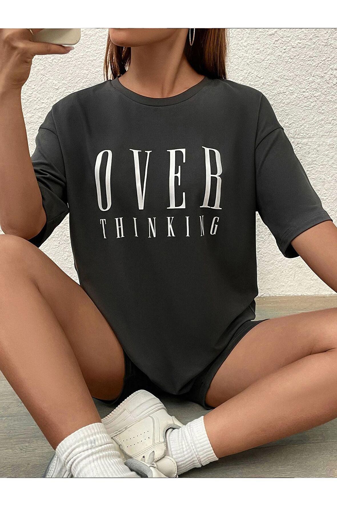 Unisex Over Thinking Yazılı Tshirt