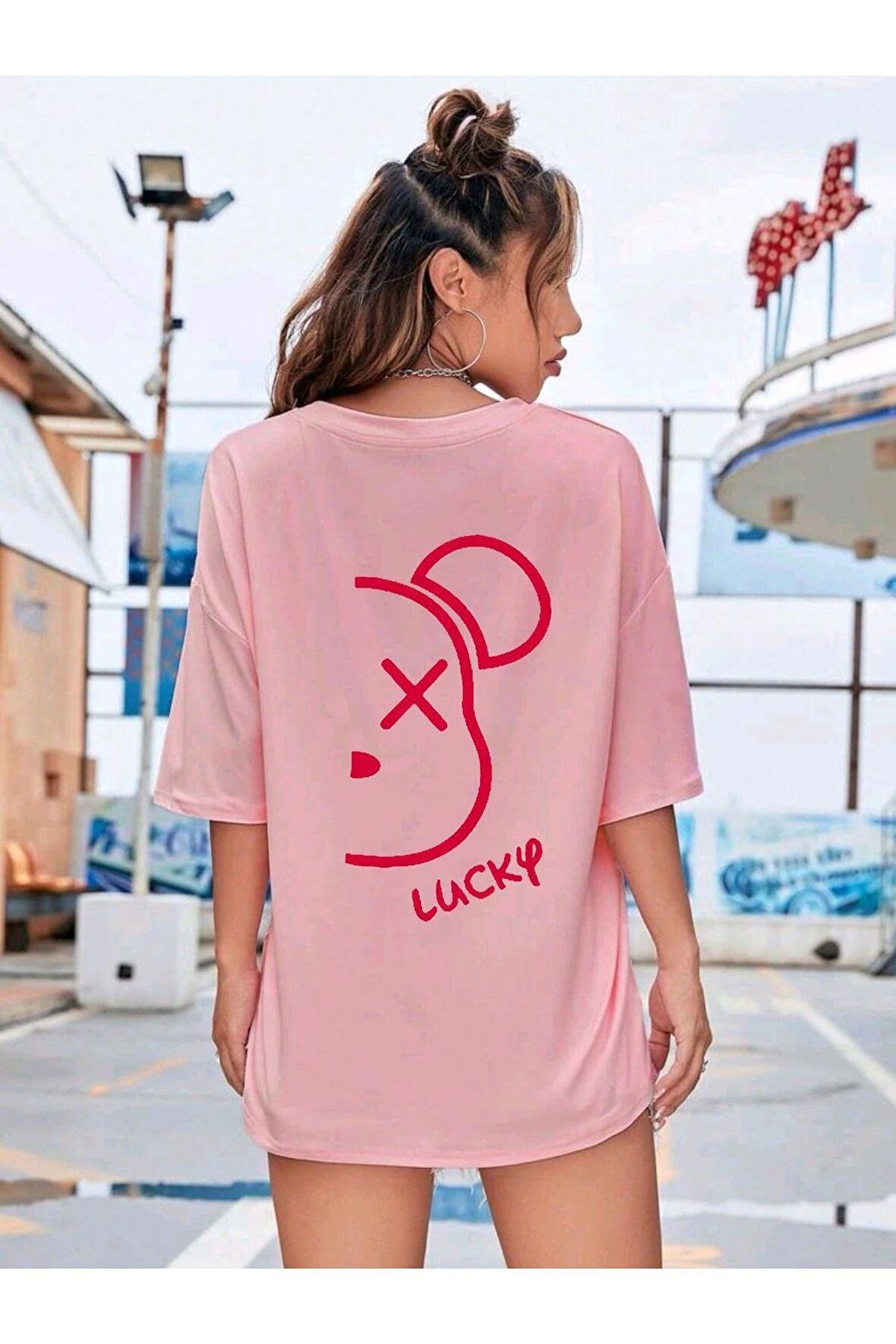 Unisex Luck Up Yazılı Tshirt