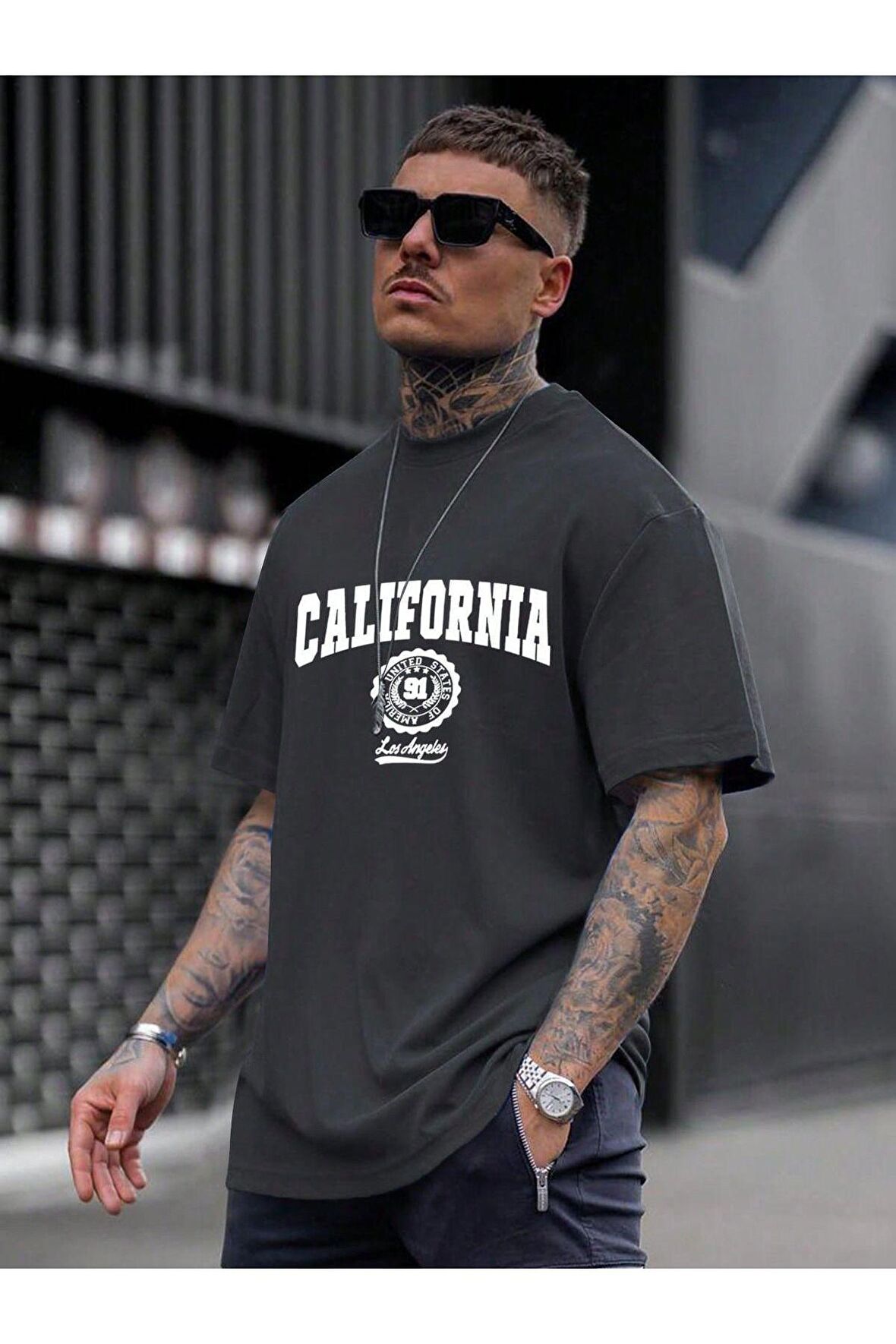 Unisex California Yazılı Tshirt