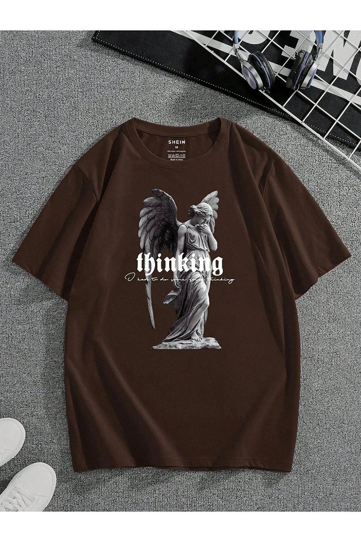Unisex Thinking Yazılı Tshirt