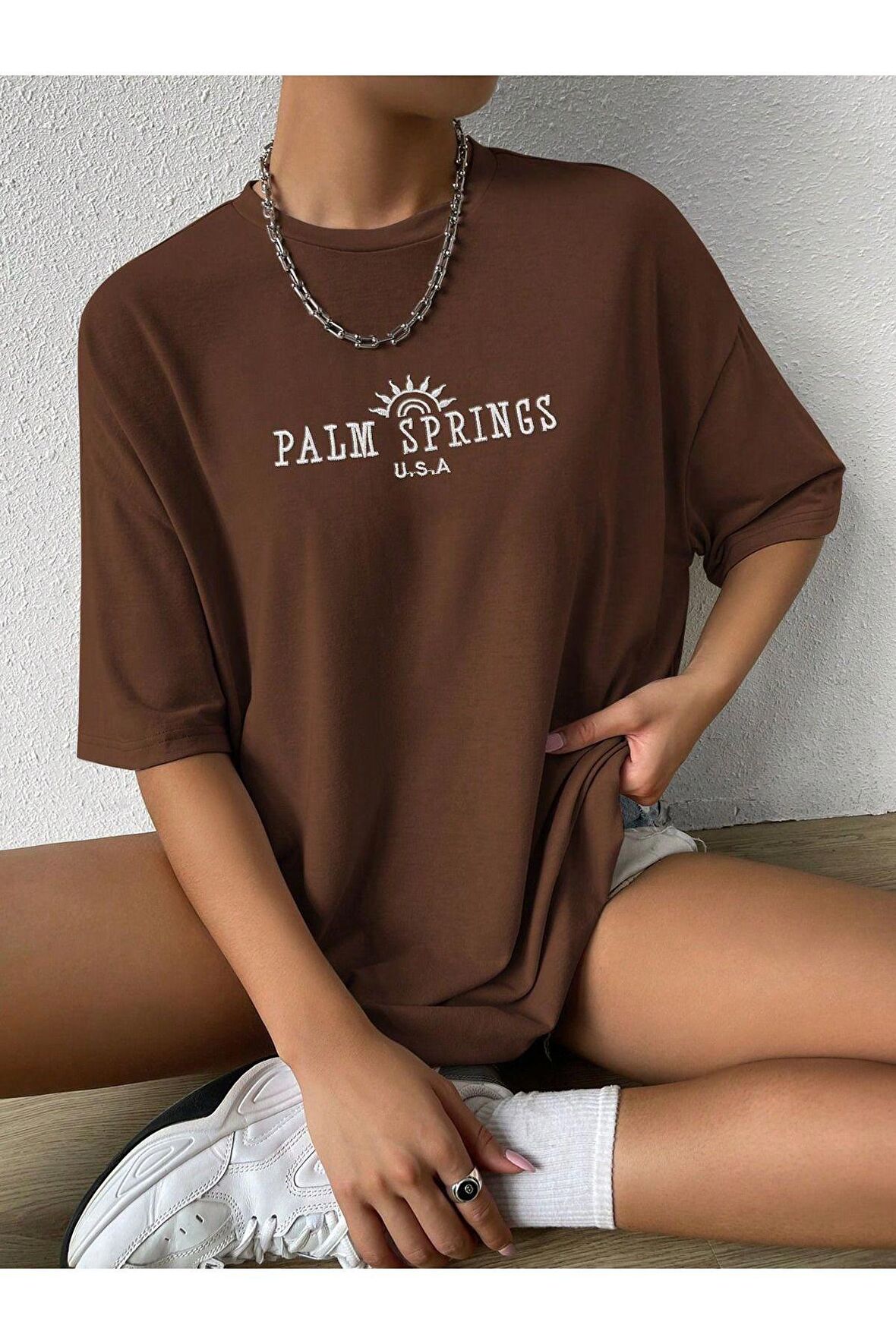 Unisex Palm Springs Yazılı Tshirt