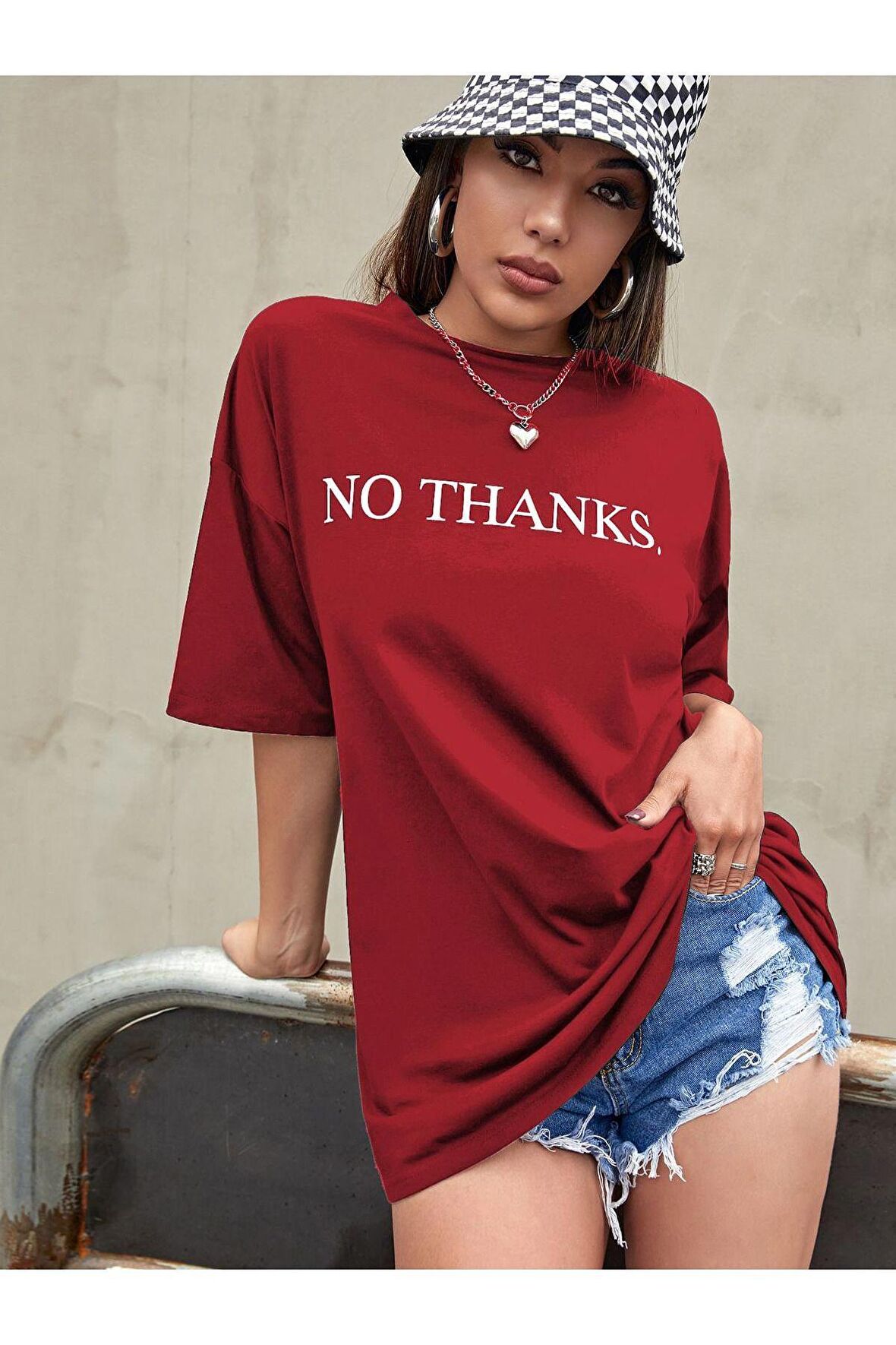 Unisex No Thanks Yazılı Tshirt