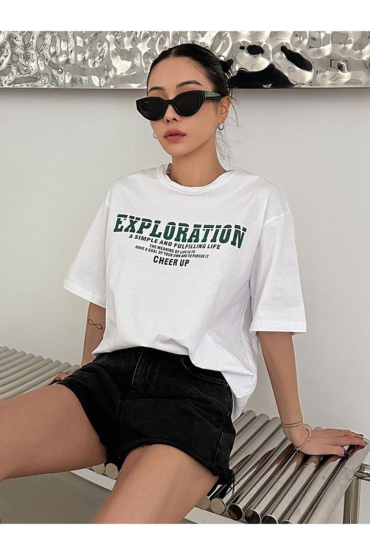 Unisex Exploration Yazılı Tshirt