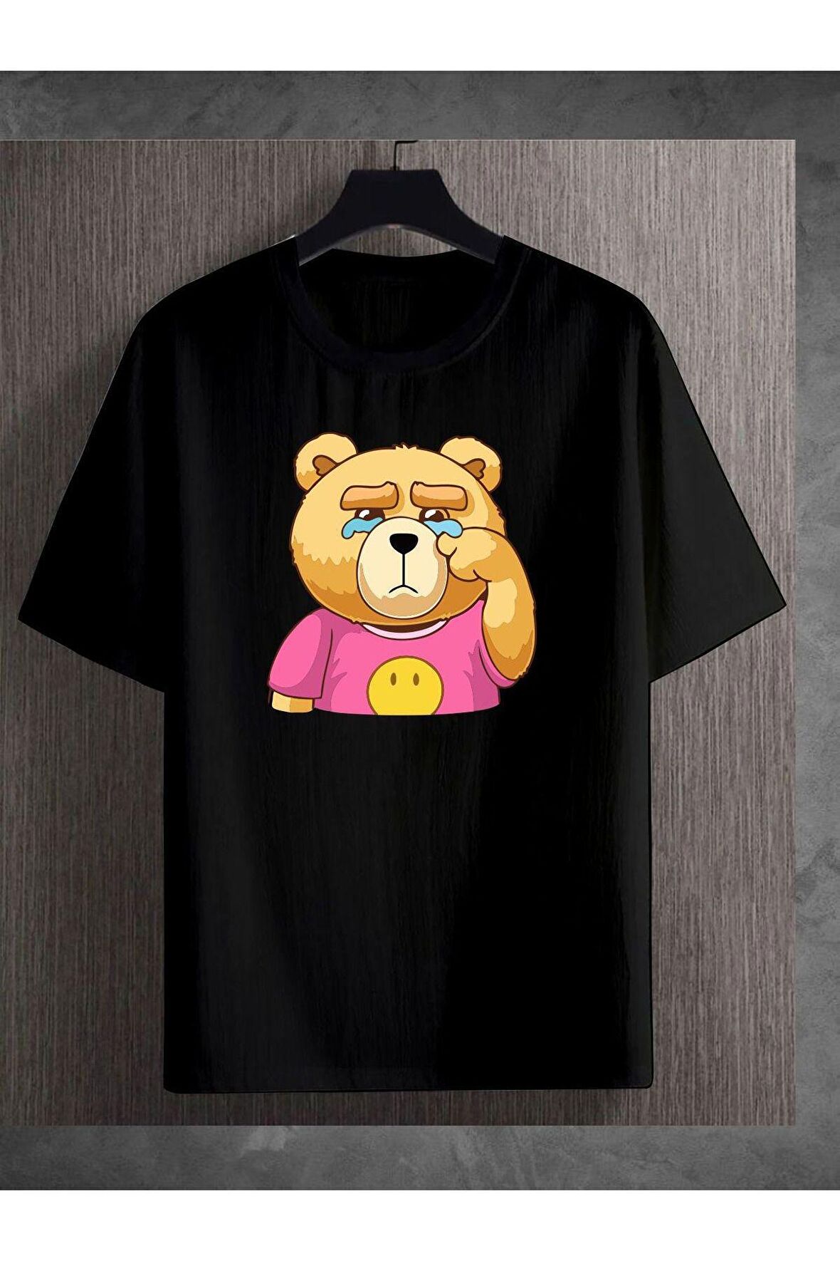 Unisex Pink Bear Baskılı Tshirt