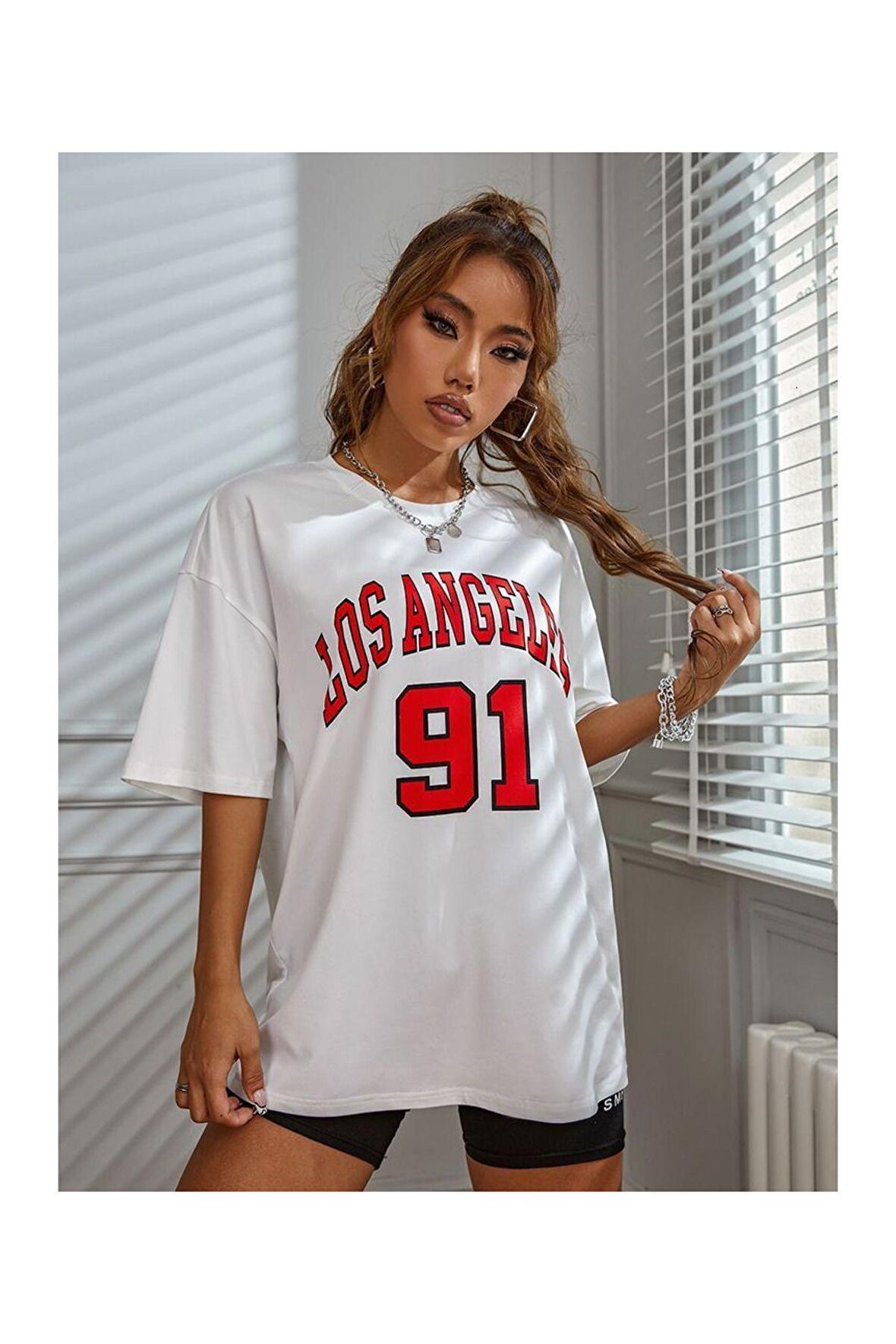 Unisex Kırmızı Los Angeles Yazılı Tshirt