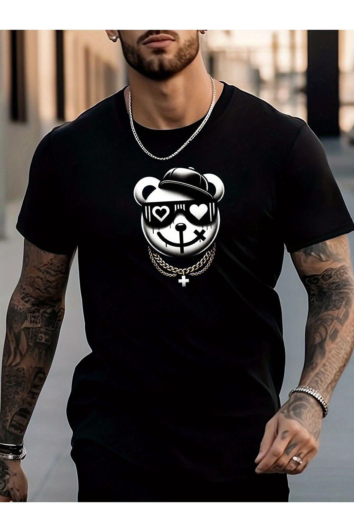 Unisex Korsan Bear Baskılı Tshirt