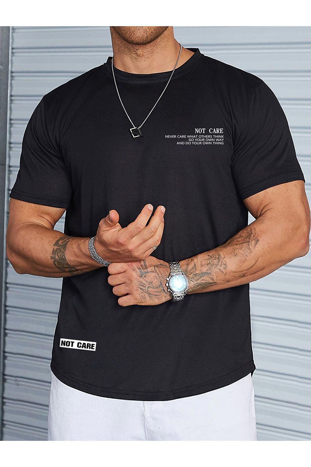 Unisex Not Care Yazılı Tshirt
