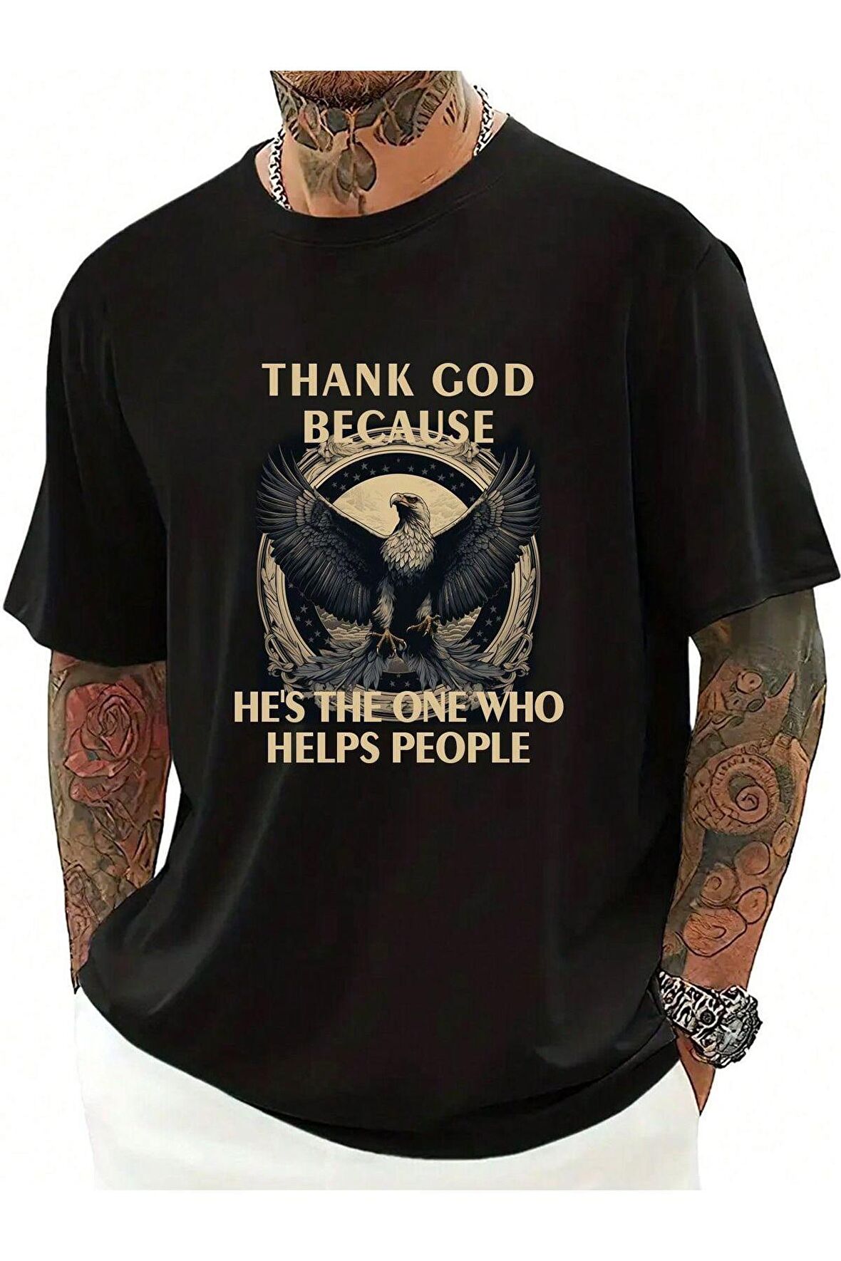 Unisex Thank God Yazılı Tshirt