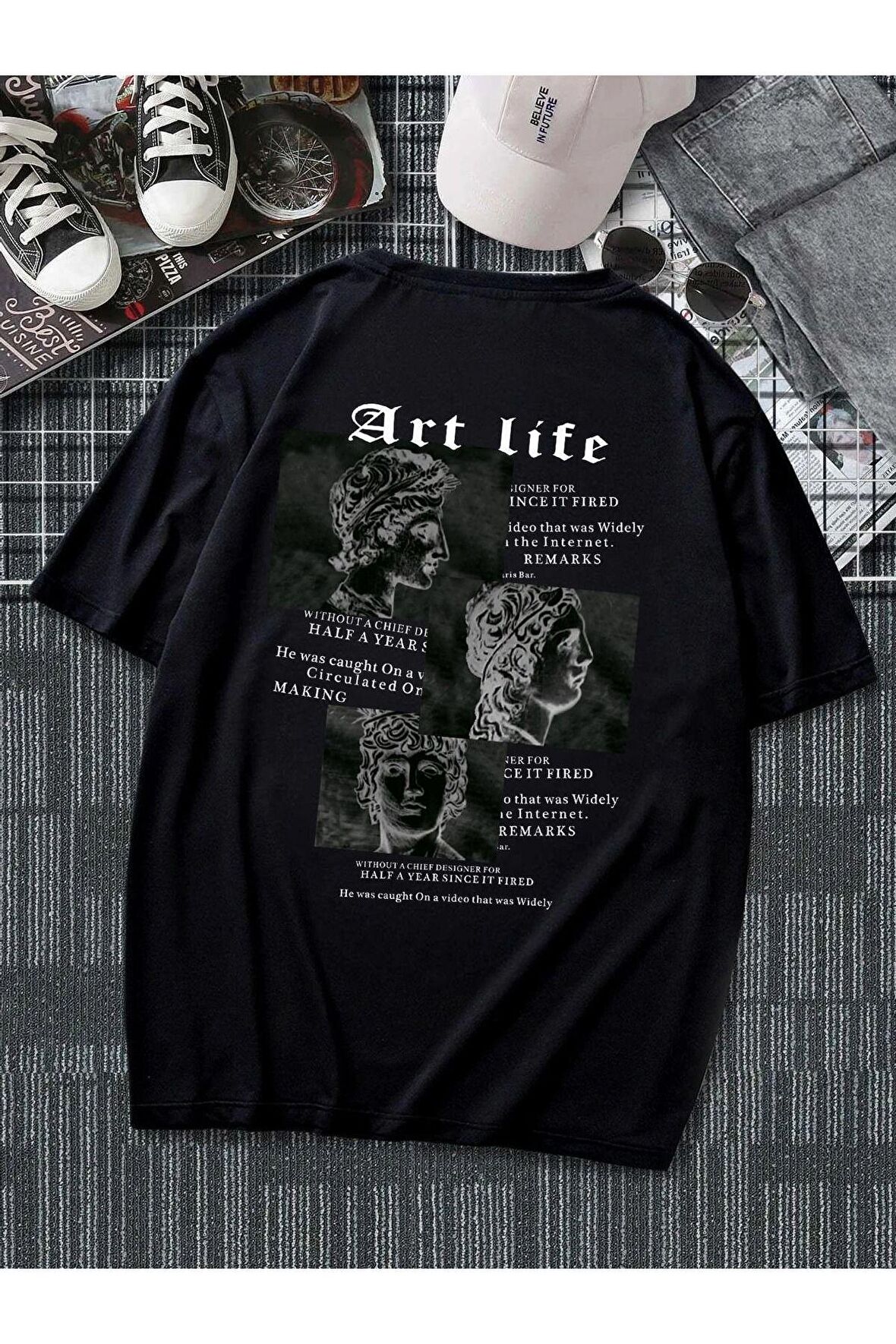 Unisex Art Life Yazılı Tshirt