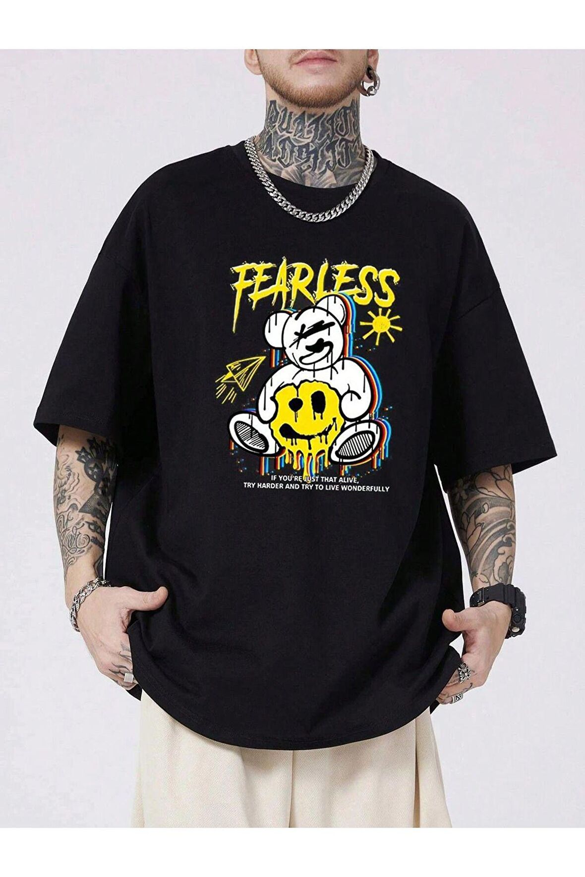 Unisex Yellow Smile Baskılı tshirt