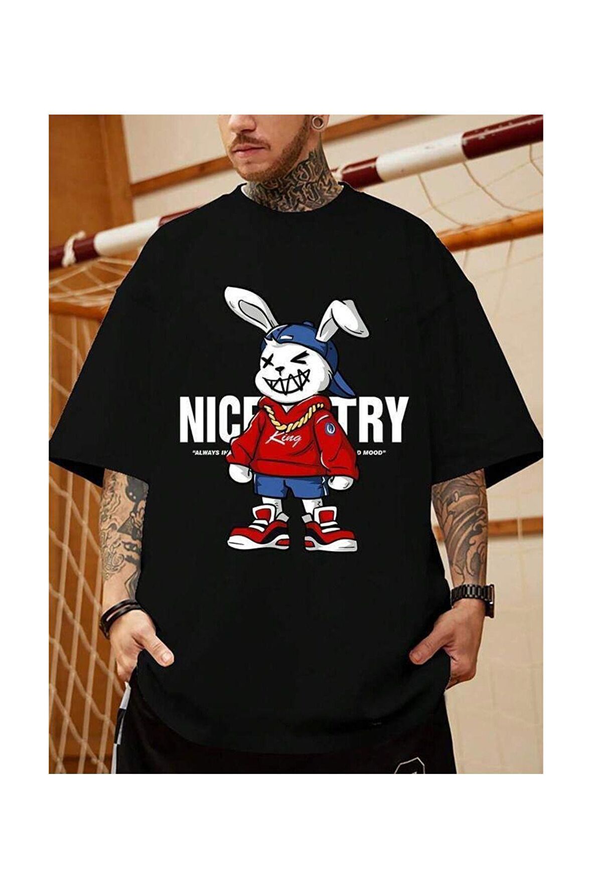 Unisex King Rabbit Baskılı Tshirt