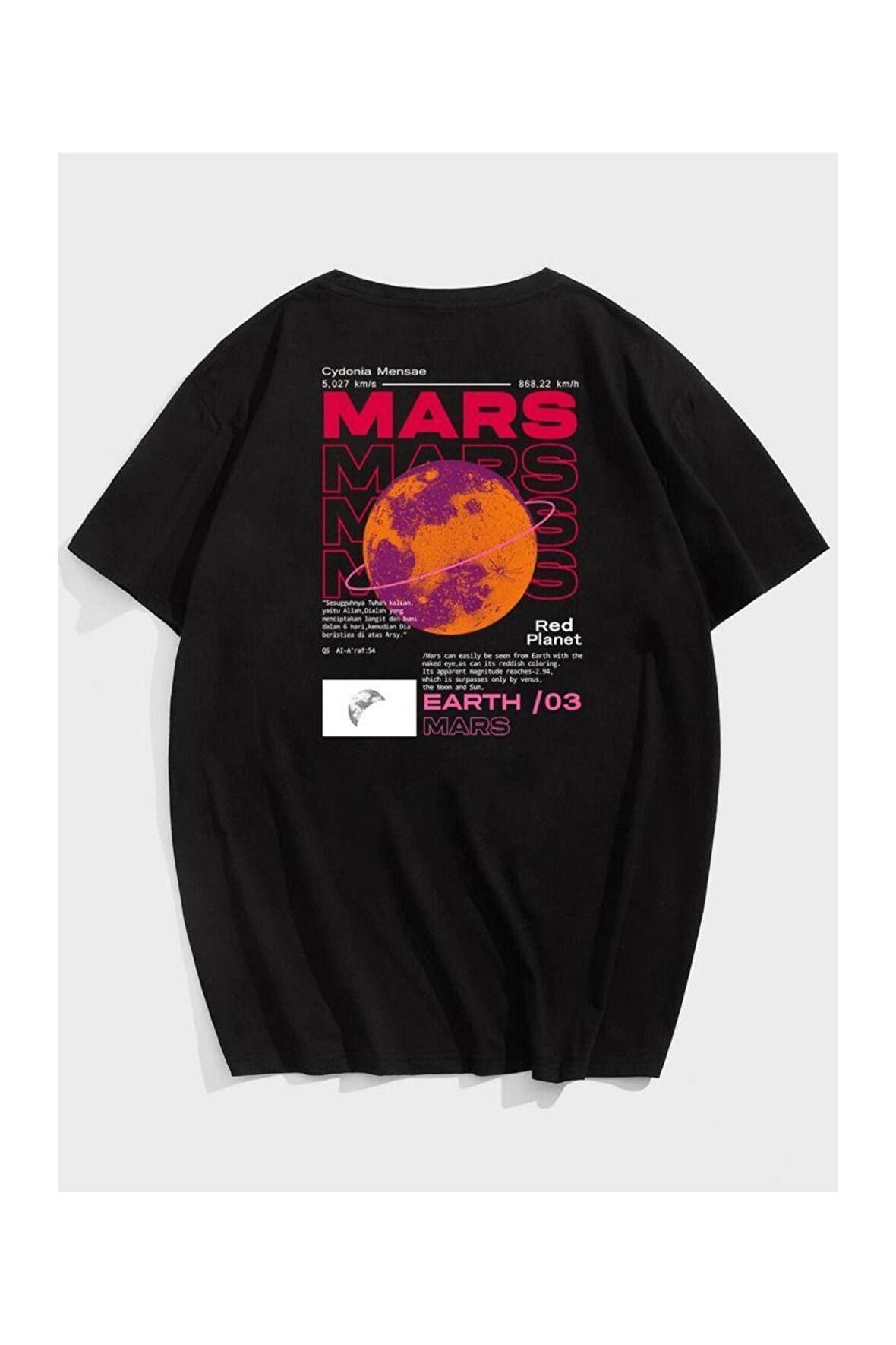 Unisex Mars Yazılı Tshirt