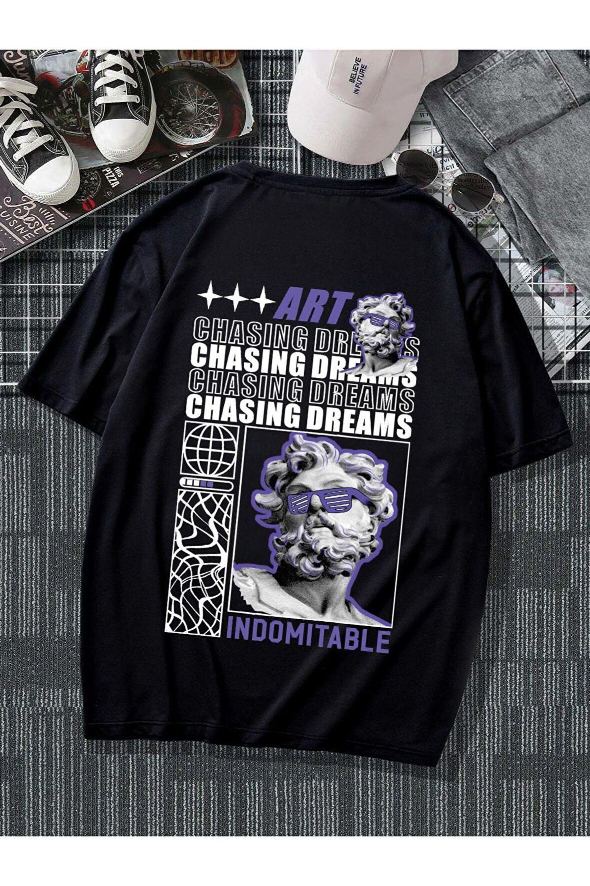 Unisex İndomitable Yazılı Tshirt