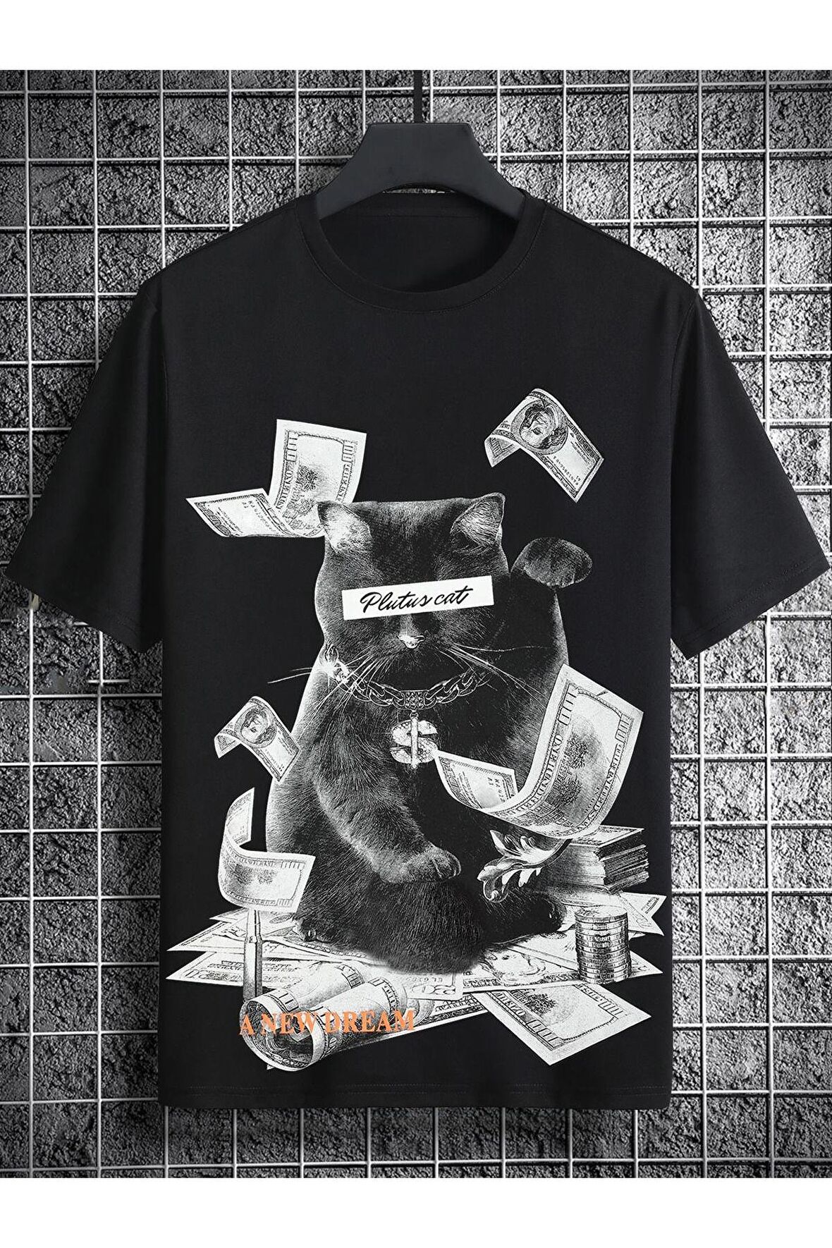 Unisex Plutus Cat Yazılı Tshirt