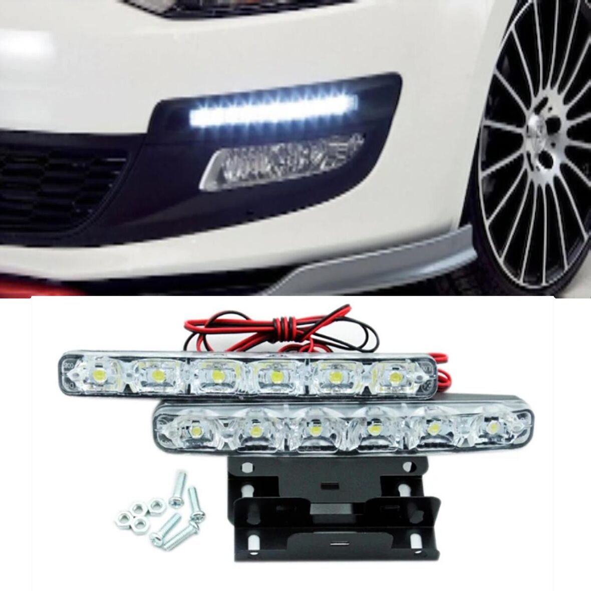 6 Ledli Gündüz Farı Gündüz Ledi DRL Led Lamba 18W Su Geçirmez