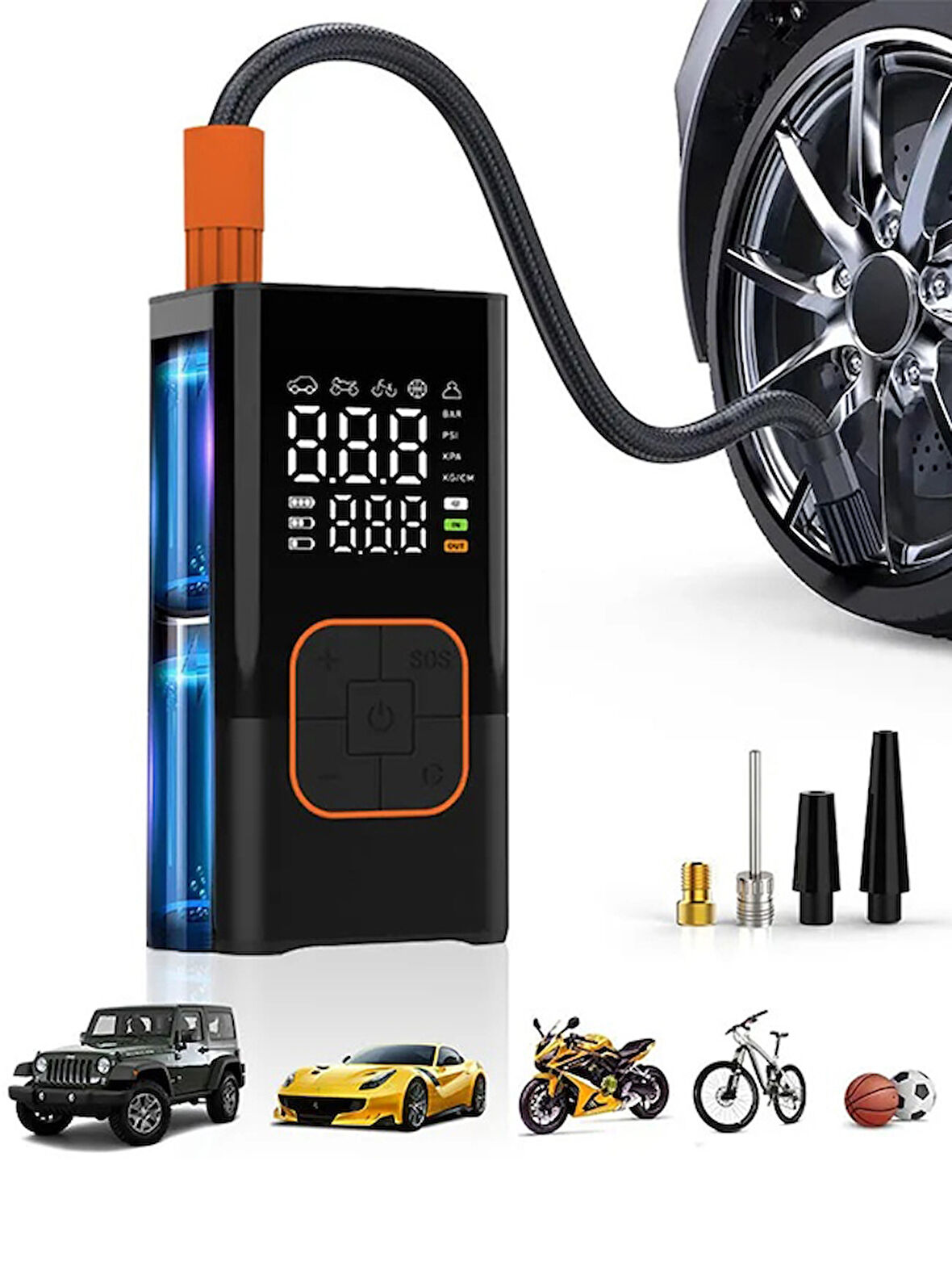 4000 mAh 150 PSI Akülü Şarjlı Araç Lastiği Motosiklet Lastiği Hava Pompası 