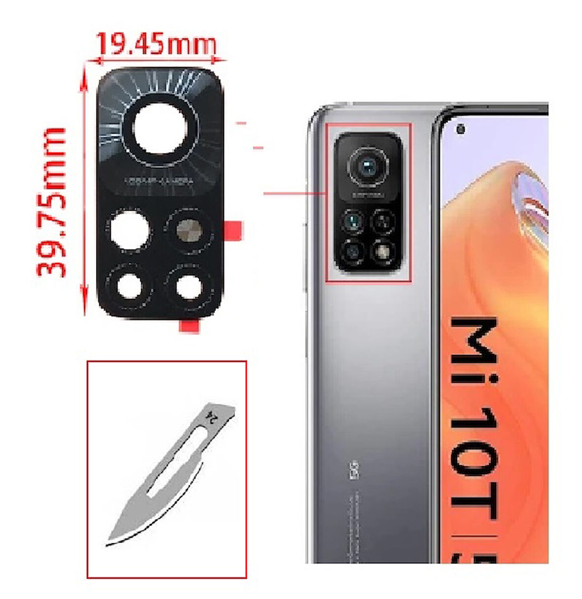 Tkgz Xiaomi Mİ 10T PRO Arka Kamera CAM Lensi + Bistüri Ucu