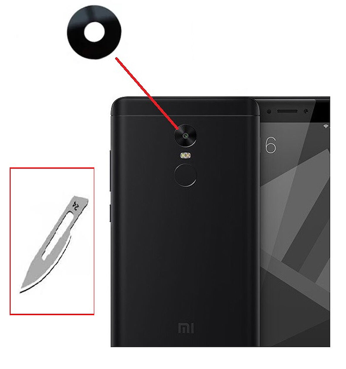 Tkgz Xiaomi Redmi NOTE 4 Arka Kamera CAM Lensi + Bistüri Ucu