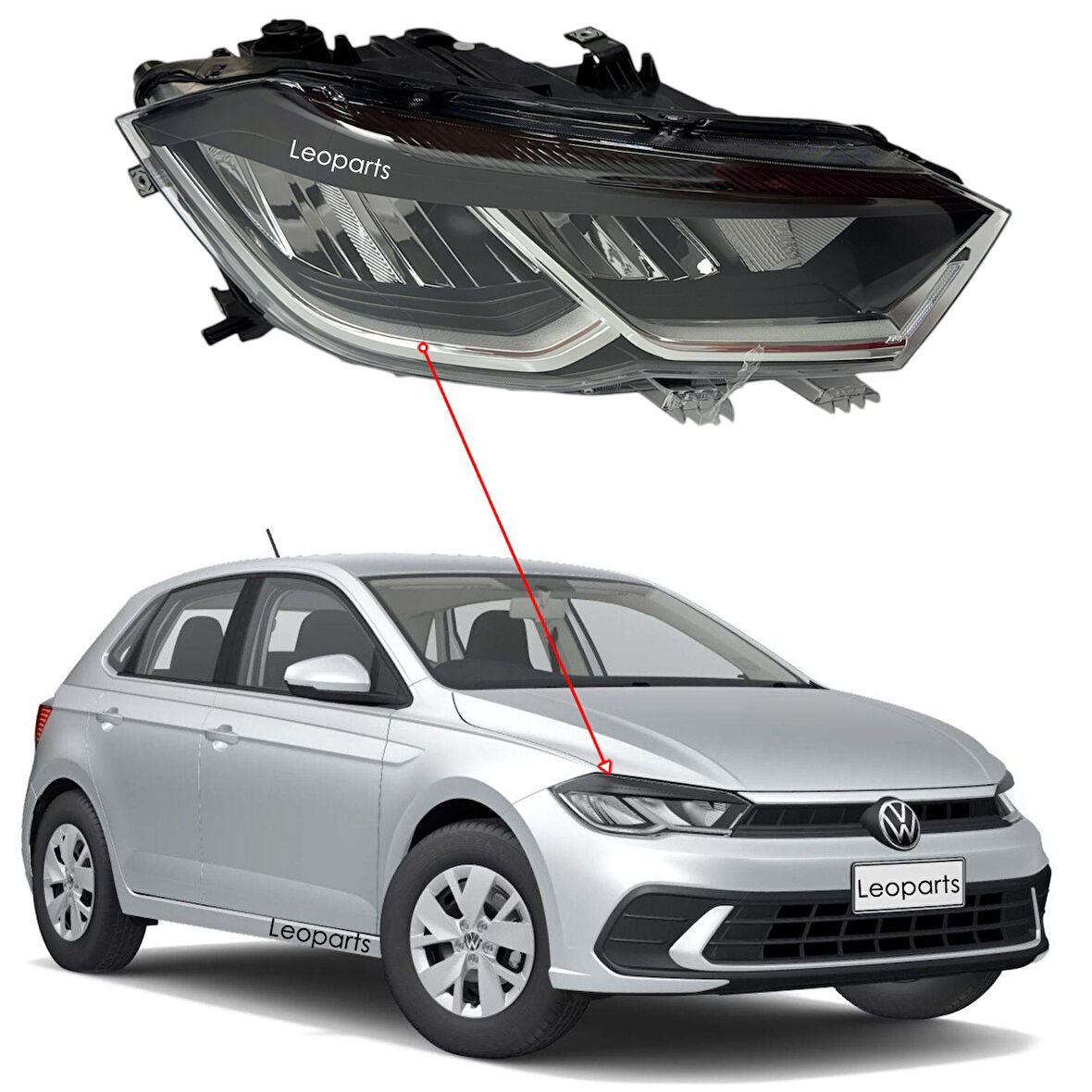 LEOPARTS Volkswagen Polo Far Lambası Sağ (Ledli) 2021-2023 2G1941006C