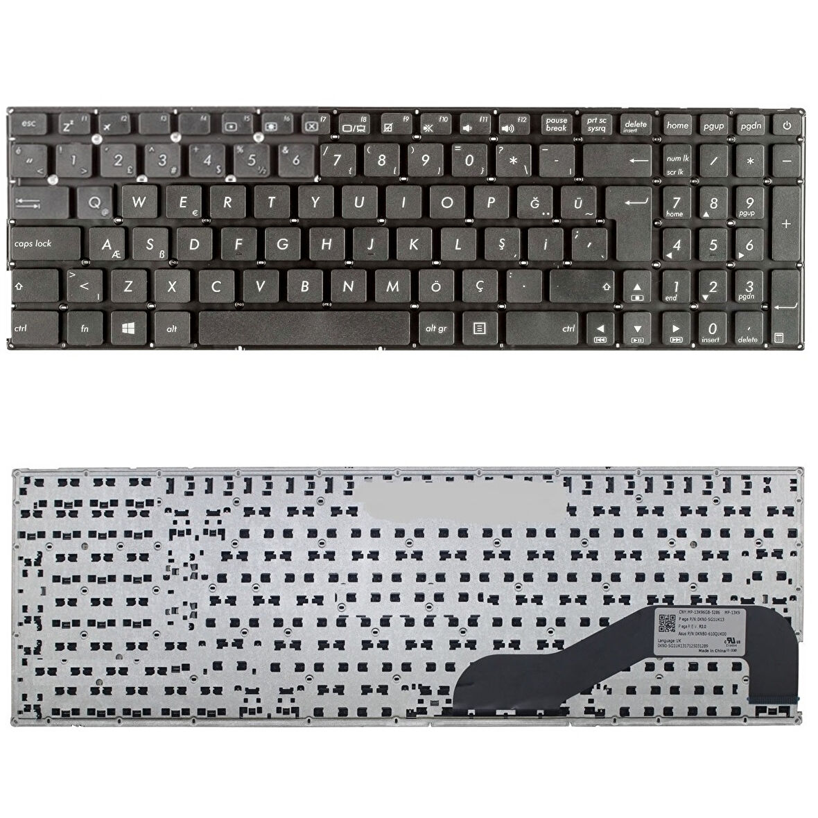Asus X540UB-GO082, X540UB-GO355T, X540UB-GO356T Klavye Tuş Takımı Tuş Seti Siyah Türkçe