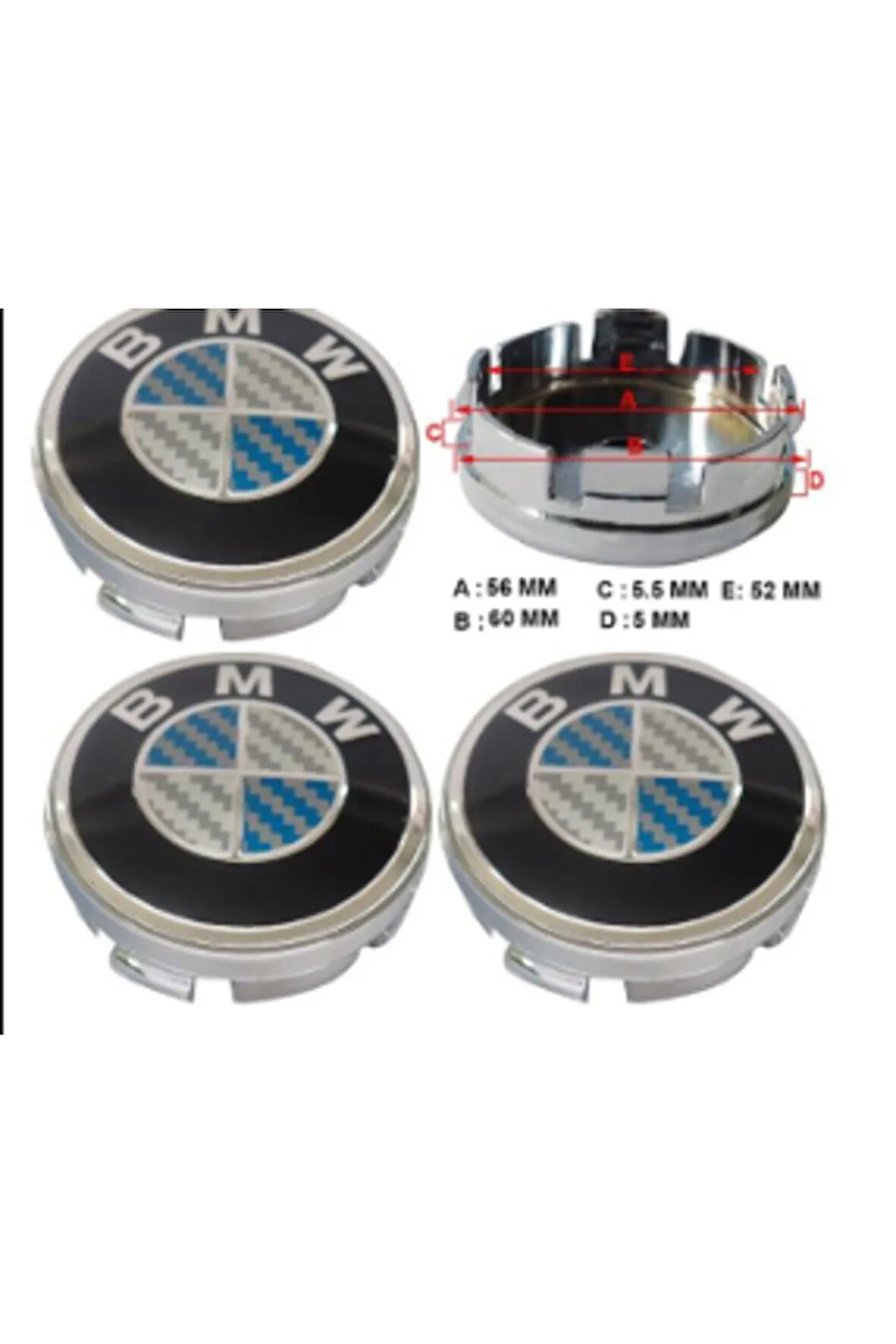 BMW NİKEL MAVİ KARBON JANT KAPAĞI 3A 3D 3ABS