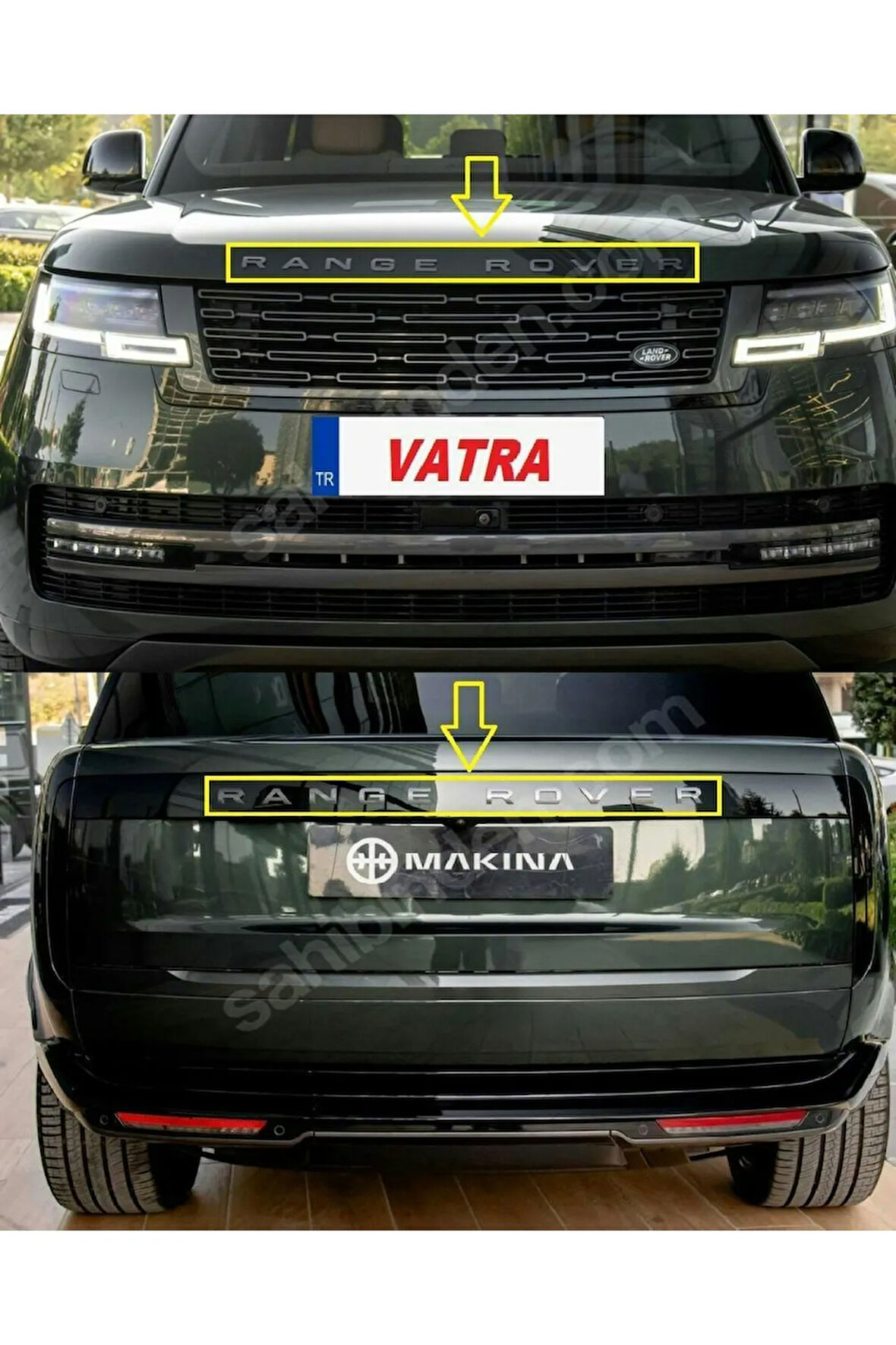 Range Rover 4.4 V8 2024 Uyumlu Range Rover Siyah Kaput ve Bagaj Yazısı