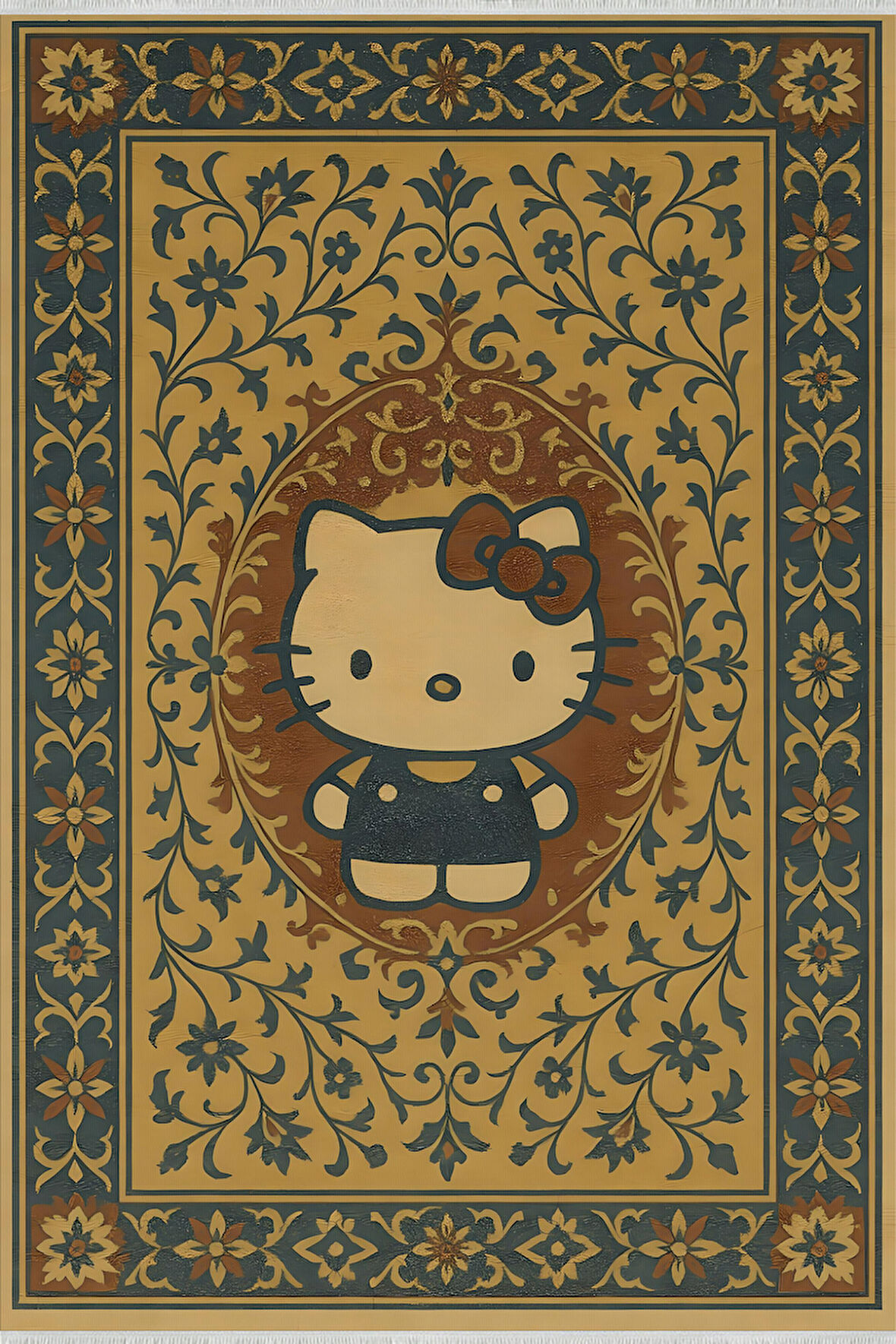 Hello Kitty Desenli Retro Halı – Sevimli Tasarım, Kaymaz Taban, Yıkanabilir, Bebek Dostu