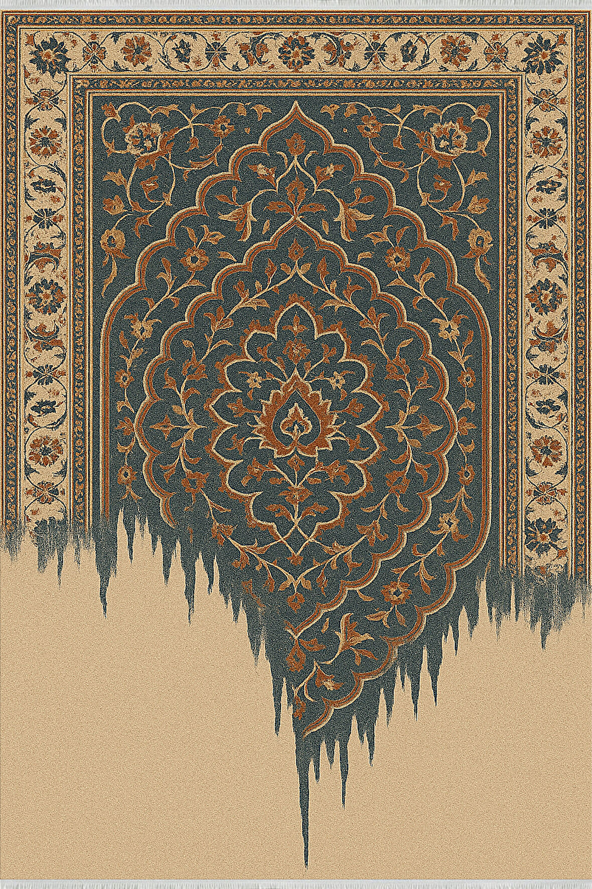 Damlayan Desenli Halı – Modern Tasarım | Kaymaz Tabanlı, Yıkanabilir, Bebek ve Evcil Dostu