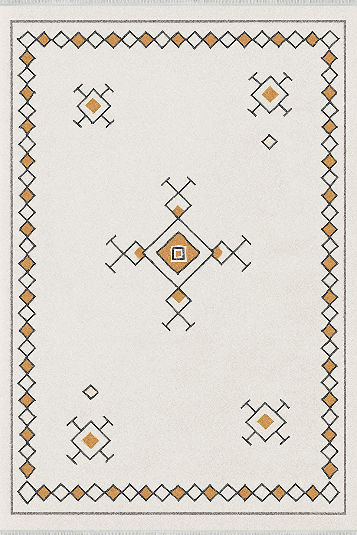 Minimalist Geometrik Halı – Bohem Tarz | Kaymaz Taban, Yıkanabilir, Evcil & Bebek Dostu