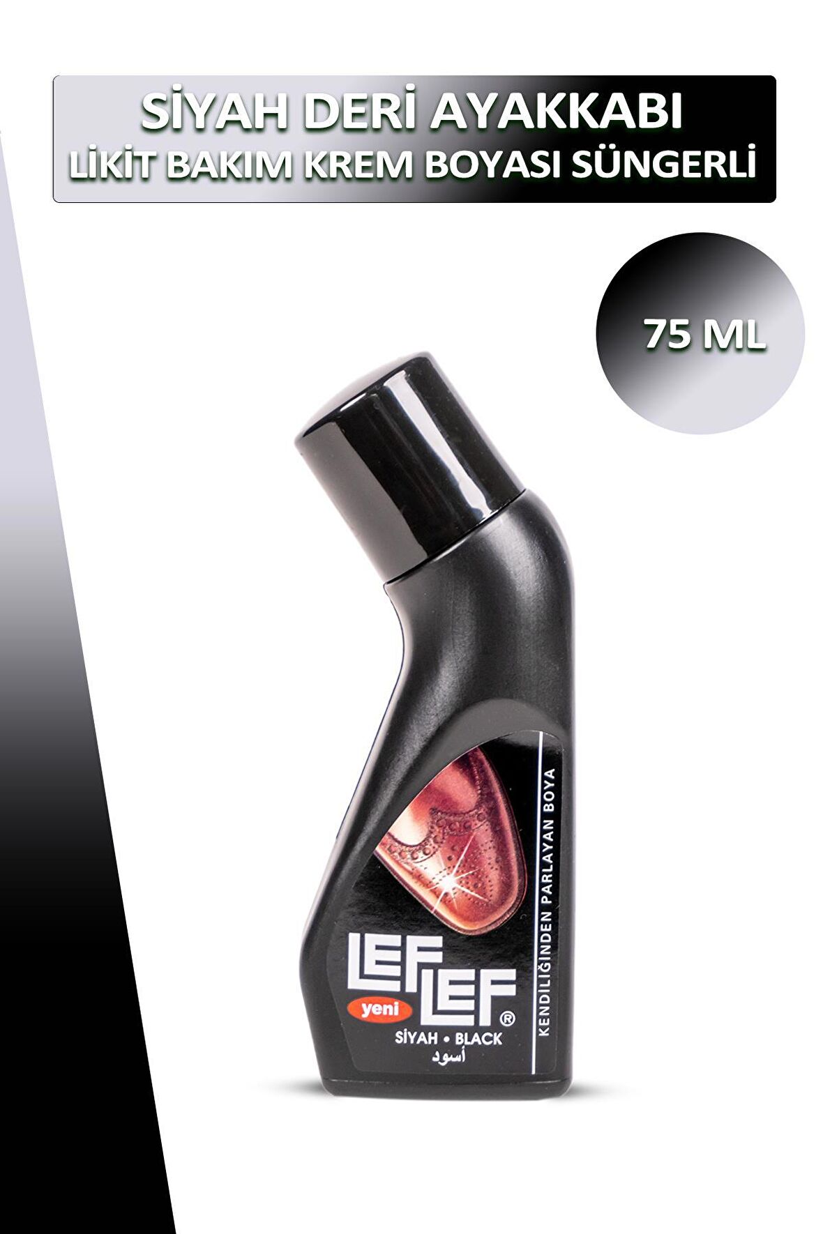 Bağcık + Nuri Leflef Deri Likit Ayakkabı Bakım Boyası Süngerli 75 ML Set