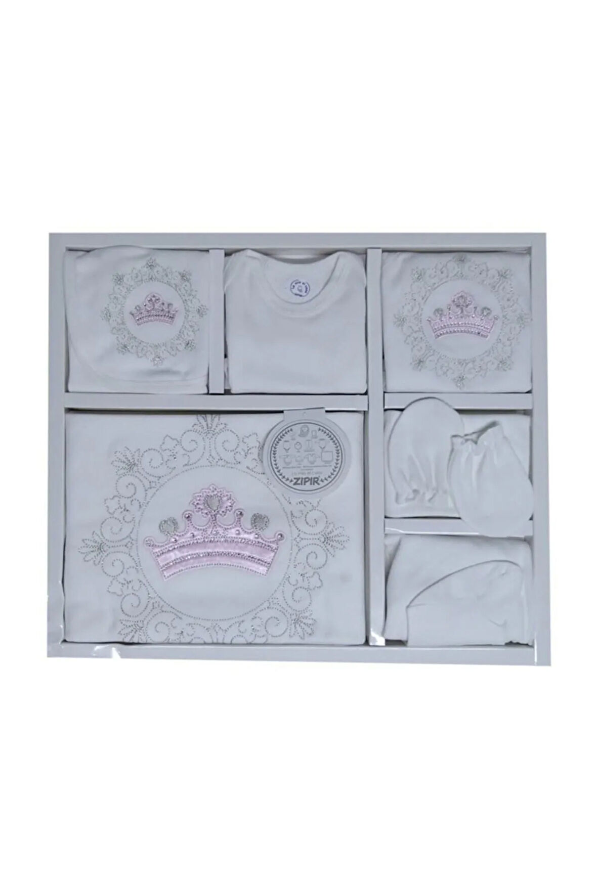 Yenidoğan 100522 Taçlı 10'lu Hastane Çıkışı Zıbın Set